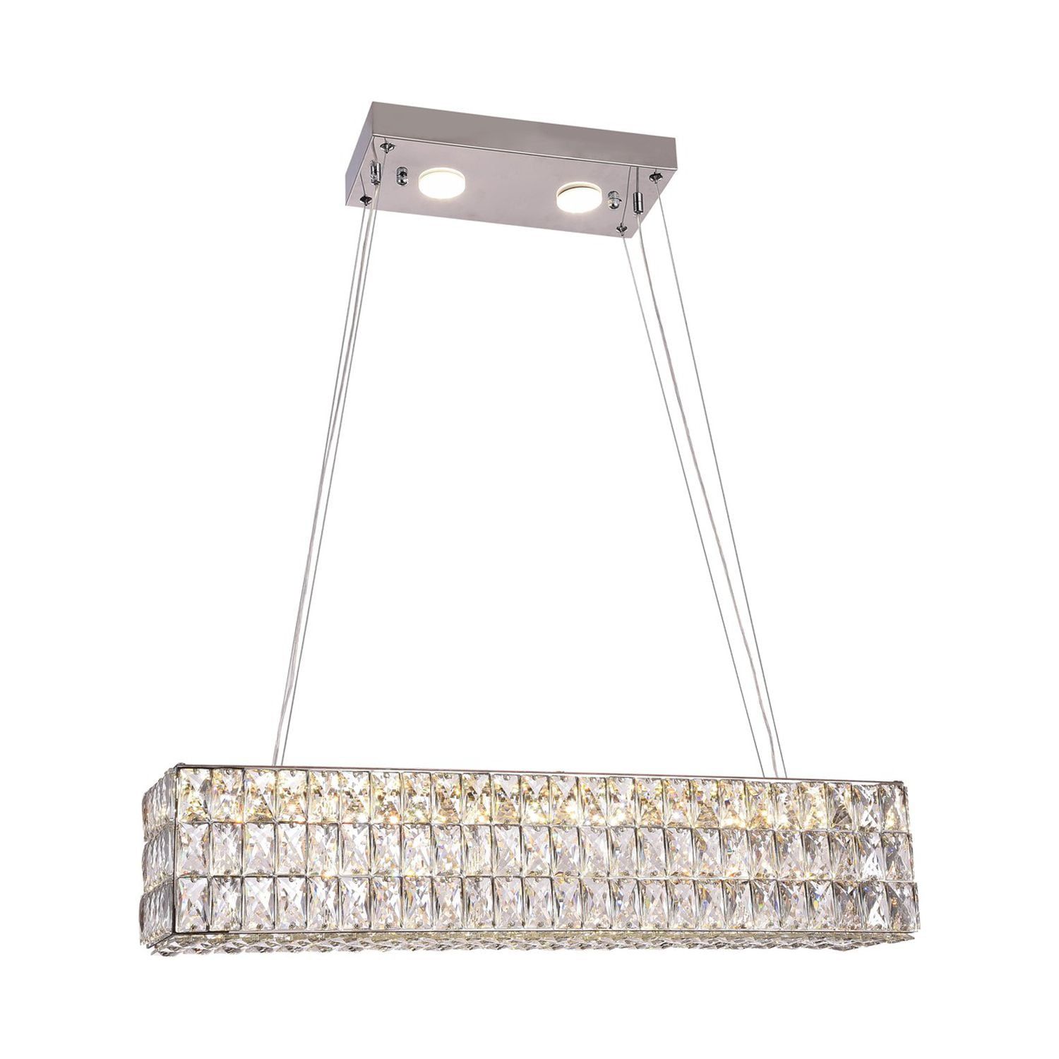 Rectangular Chrome Crystal LED Chandelier