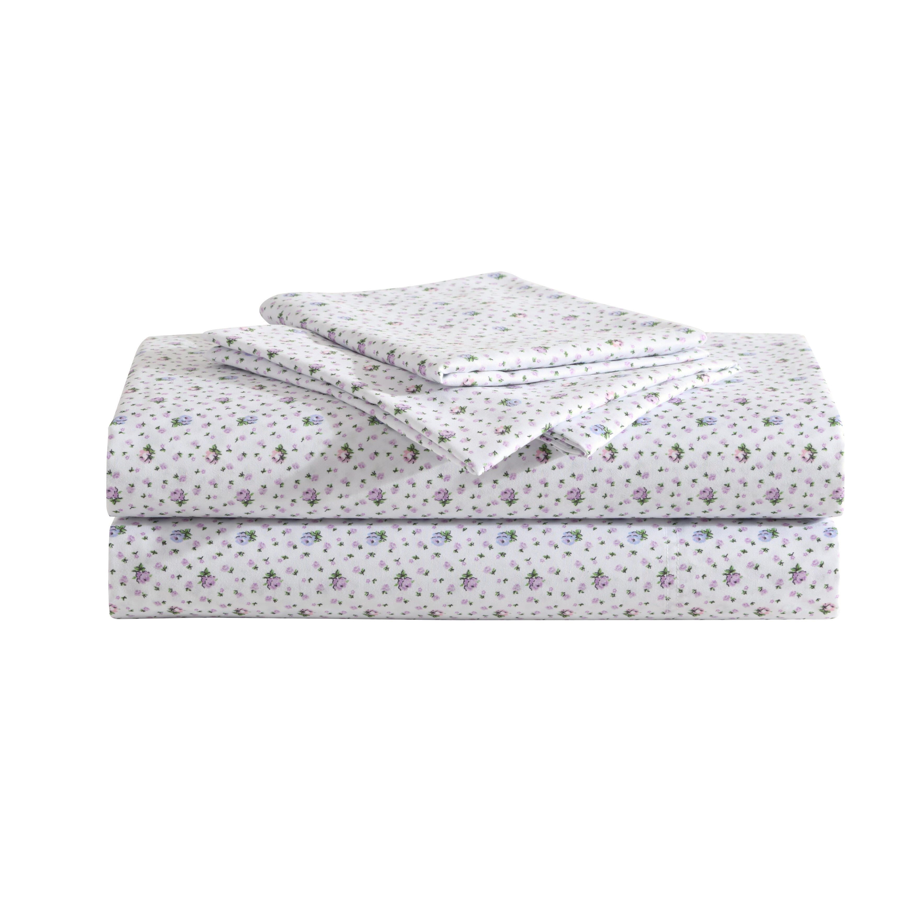 Queen Size Purple Floral Microfiber Sheet Set