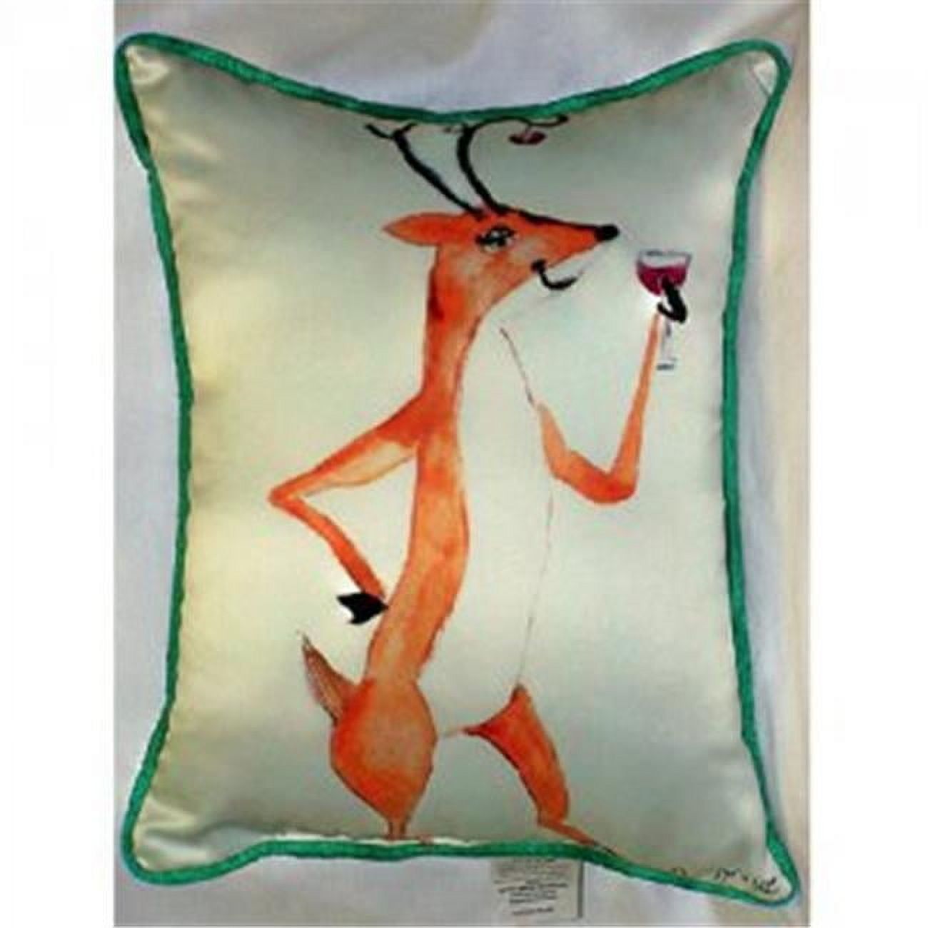 Deer Party Christmas Indoor/Outdoor Pillow with Green Trim