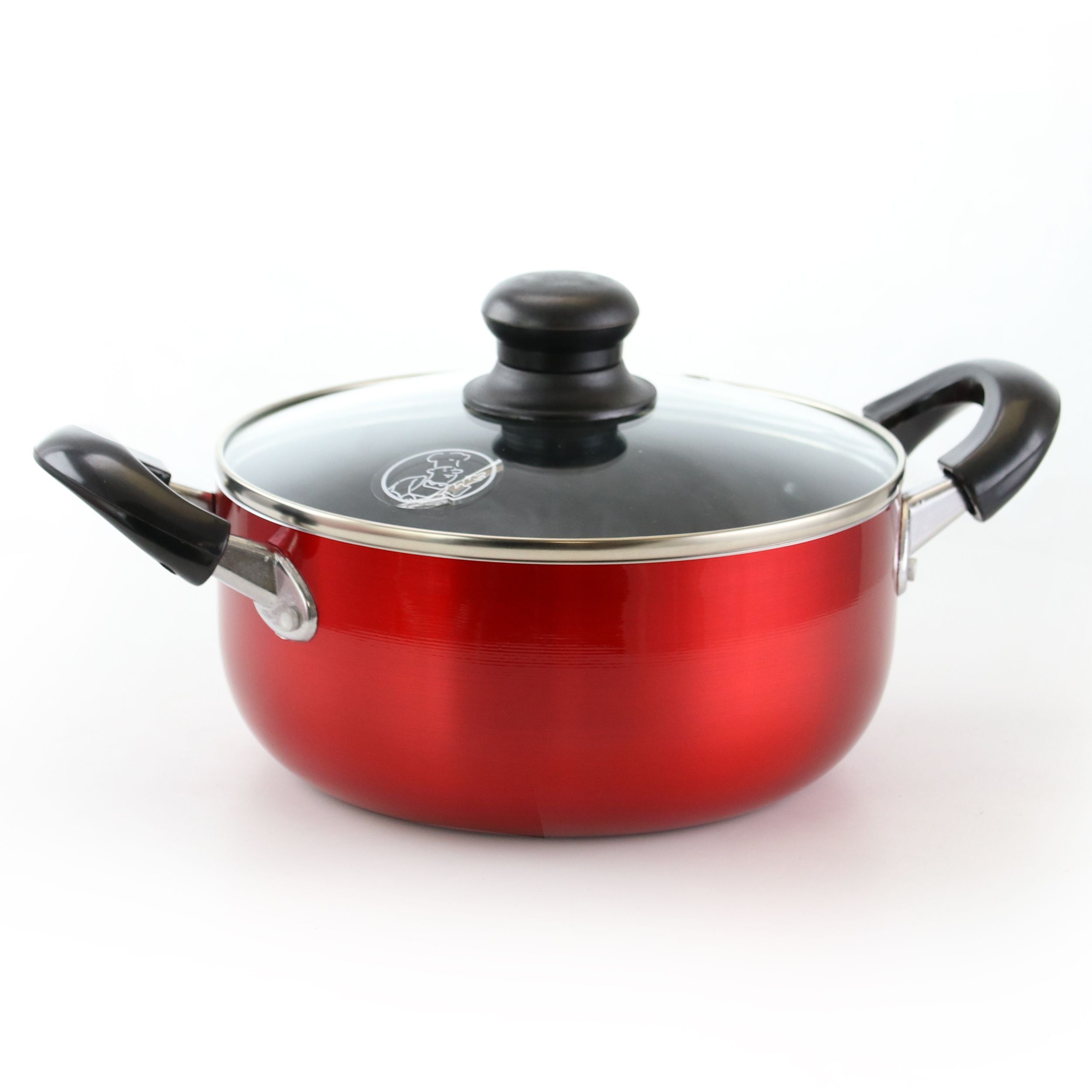 Red 5-Quart Non-Stick Aluminum Dutch Oven with Glass Lid