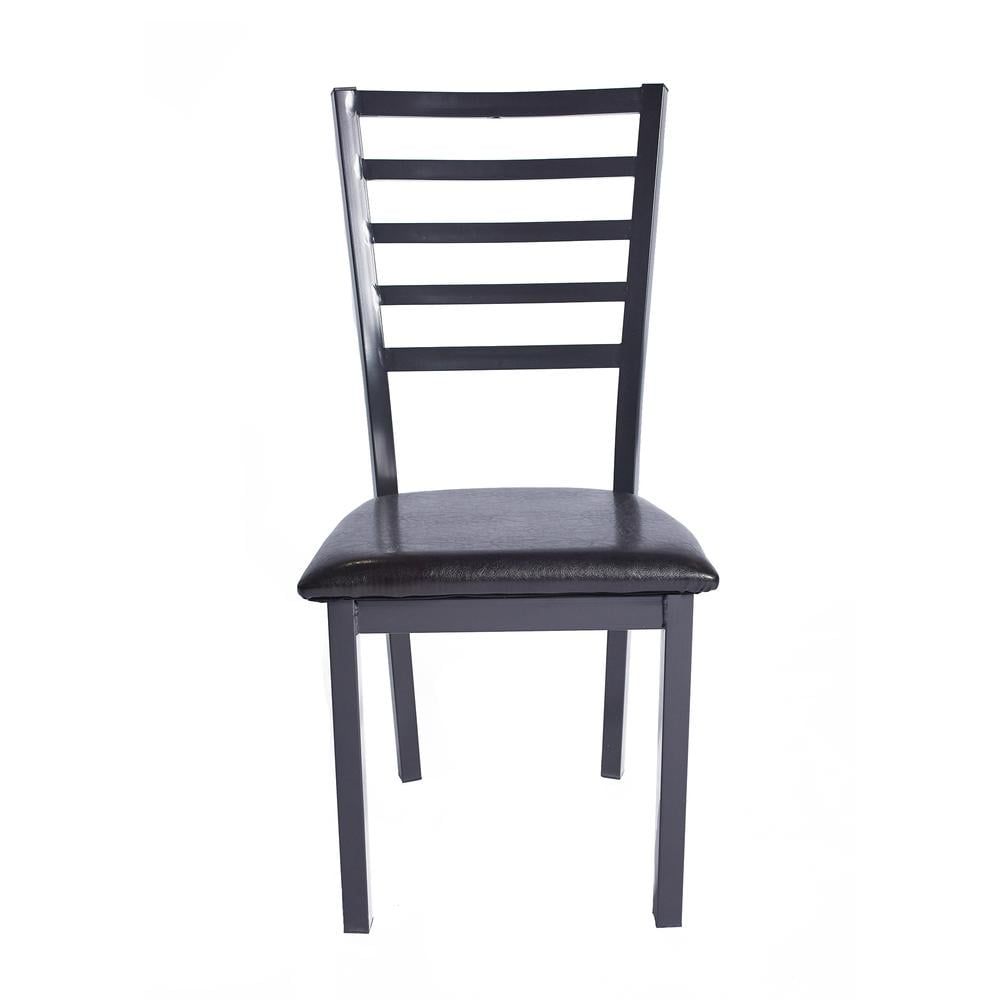 Milan Modern Black Faux Leather and Metal Stackable Dining Chairs