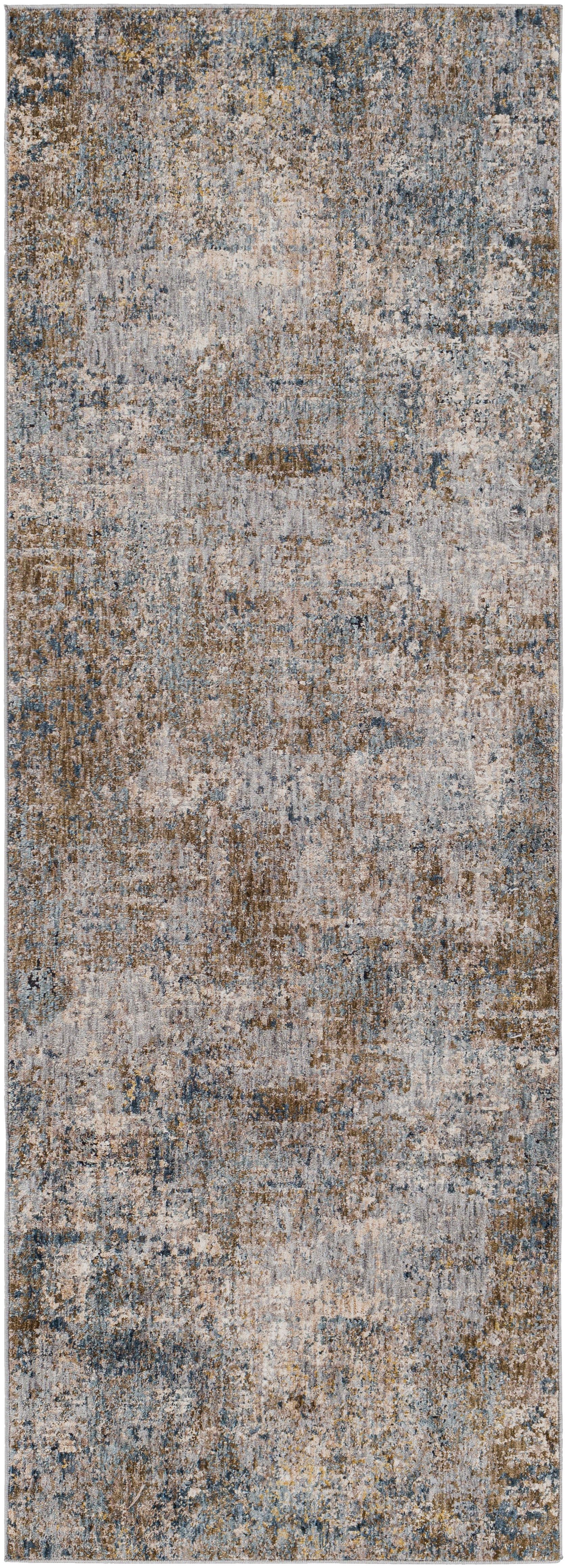 Blue and Brown Abstract Synthetic Indoor Rug, 3' x 4'