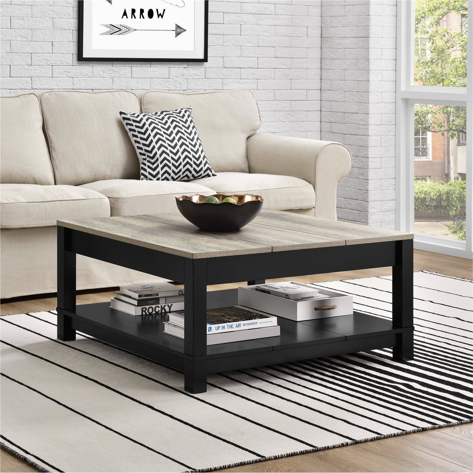 Langley Bay Black and Distressed Woodgrain Coffee Table