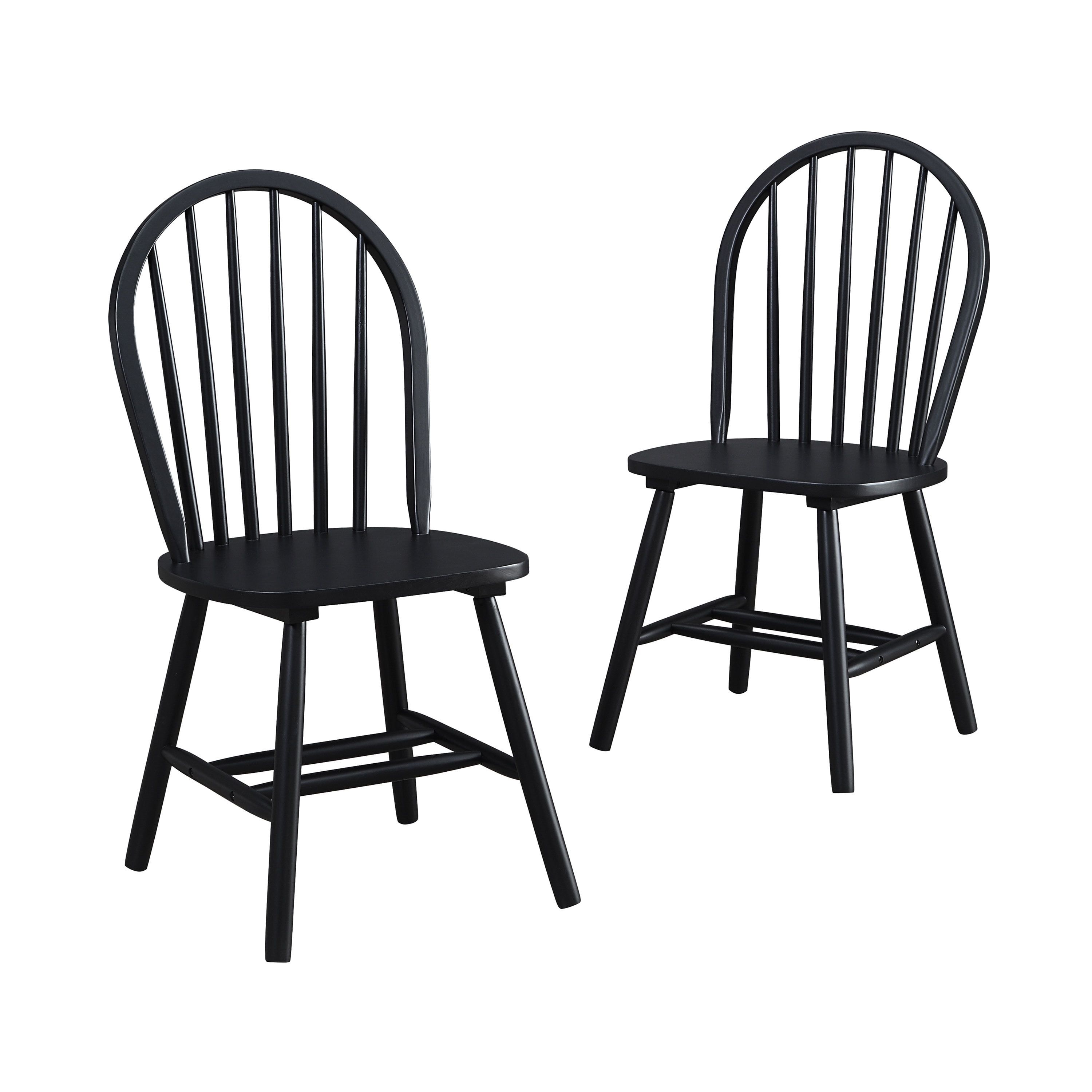 Black Solid Wood Windsor Dining Side Chair Set