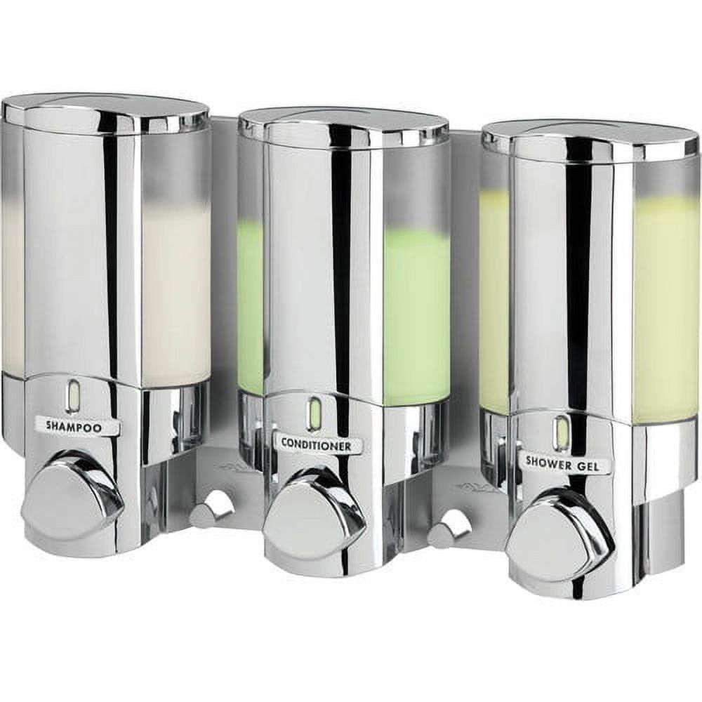 Chrome 3-Chamber Wall Mounted Shower Dispenser