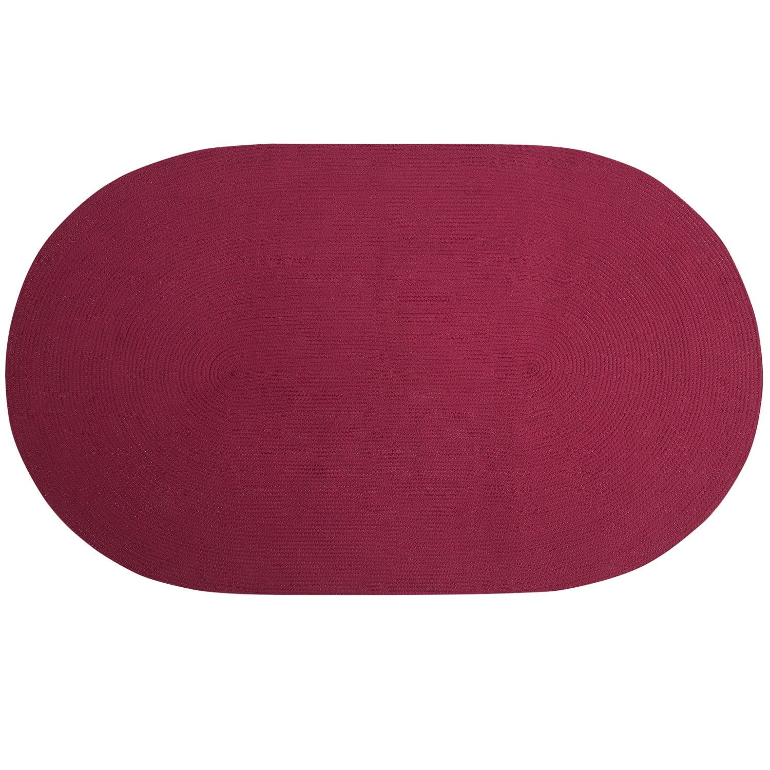 Burgundy Oval Braided Synthetic Reversible Rug 20" x 30"