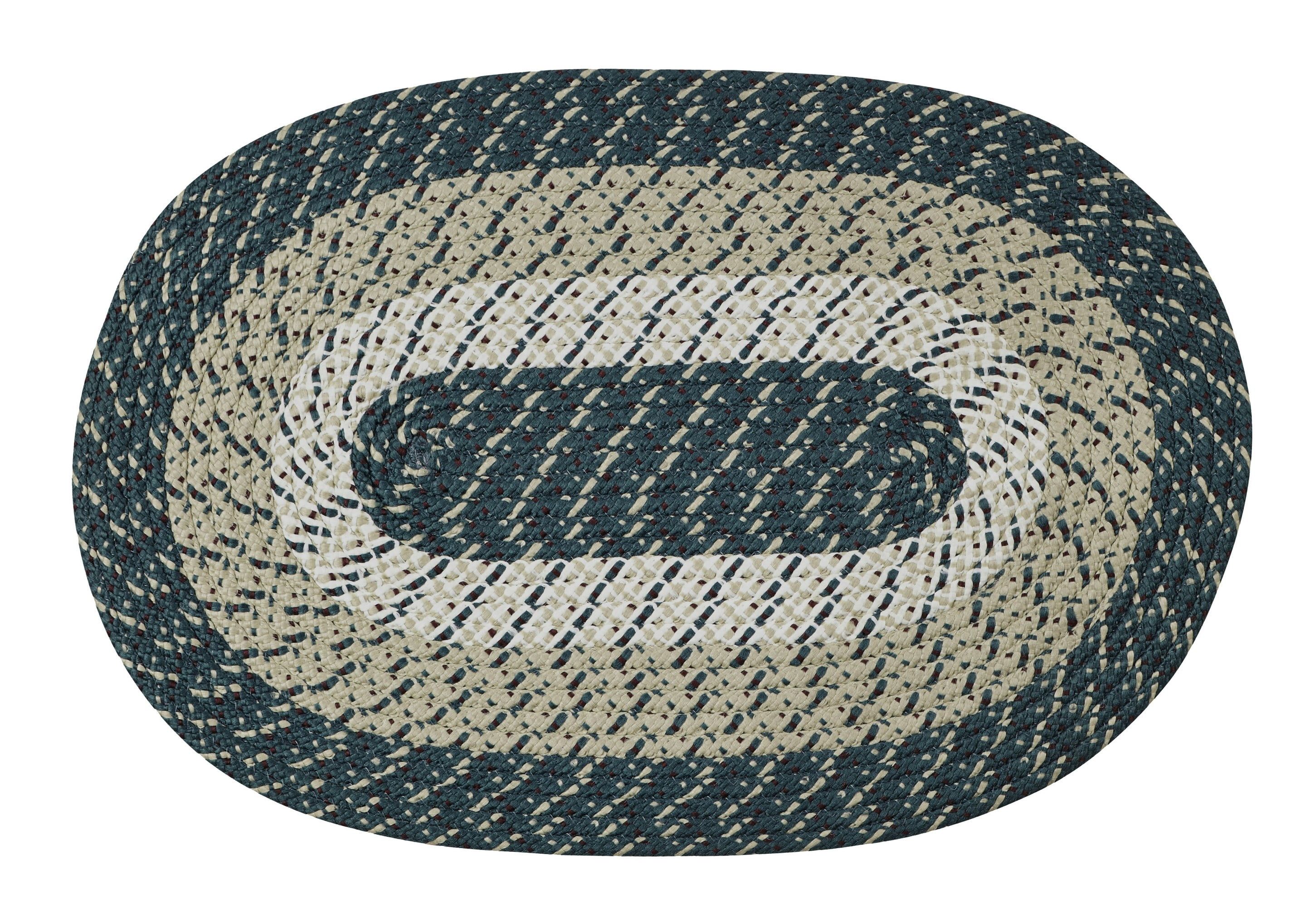 Hunter Stripe Braided Oval Rug in Synthetic, 65" Easy Care