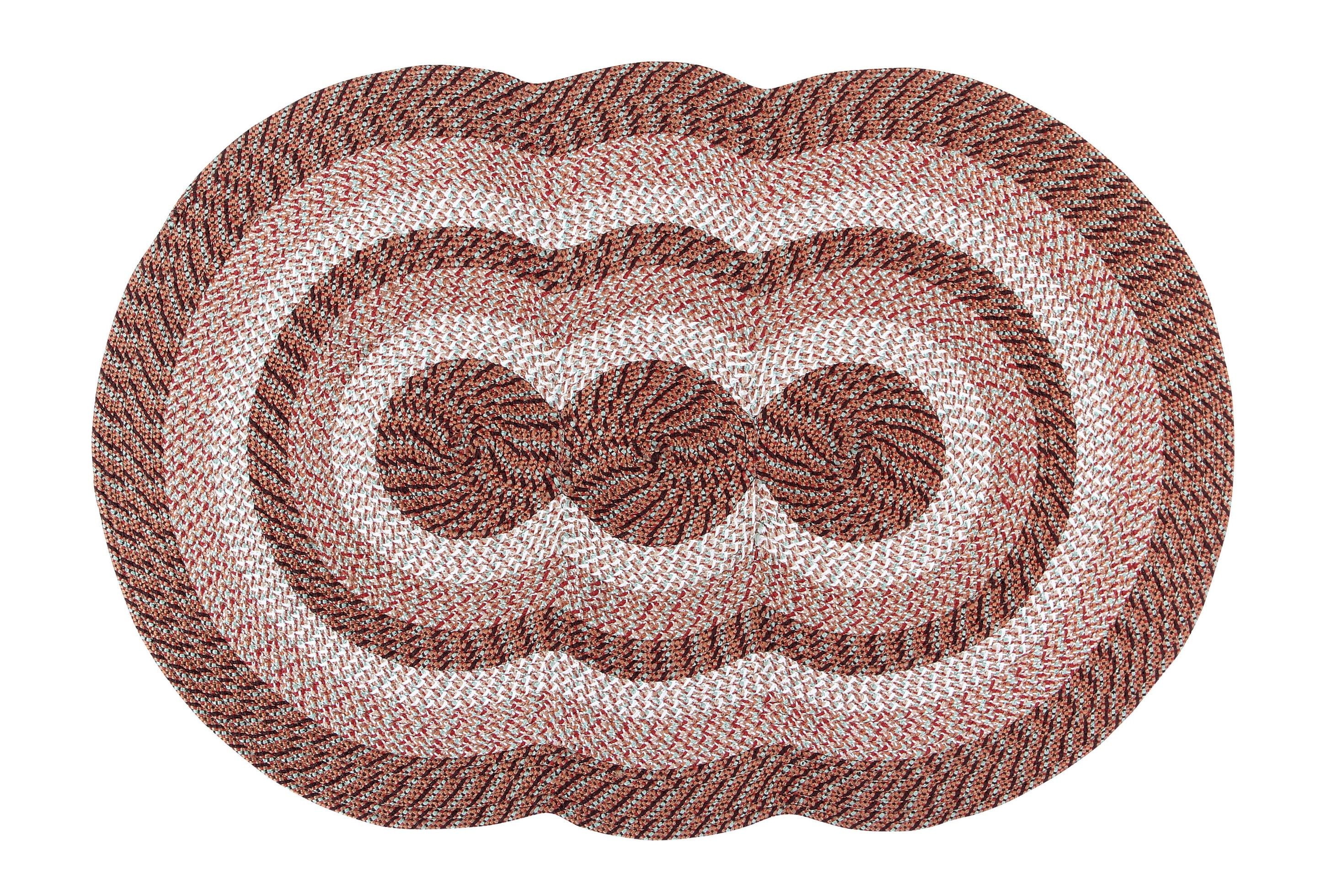 Braided Reversible Oval Straw Stripe Synthetic Rug, 40" x 60"