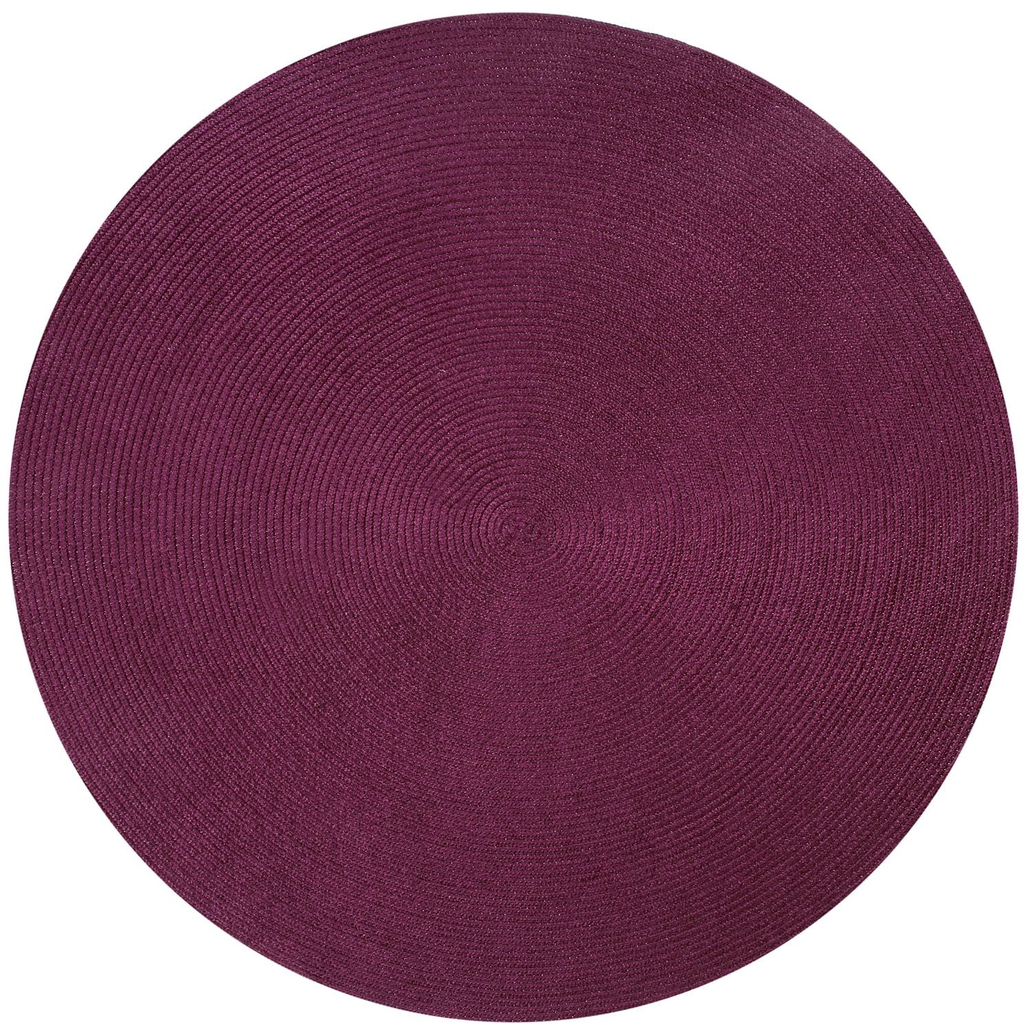 Burgundy Stripe Round Braided Reversible Rug, 96"