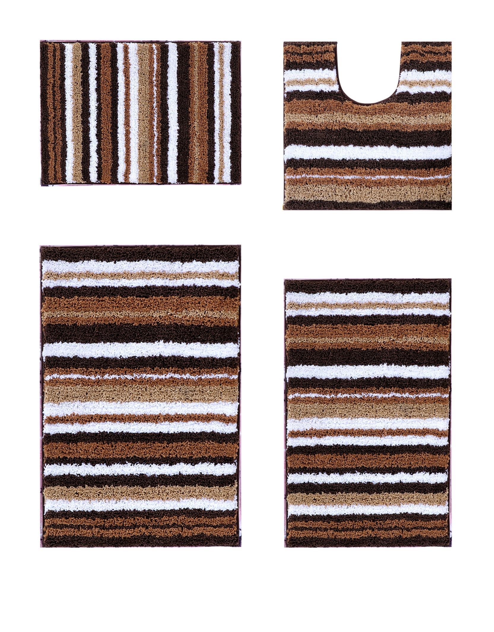 Griffie Multicolor Polyester Tufted Bath Rug Set with Anti-Skid Technology