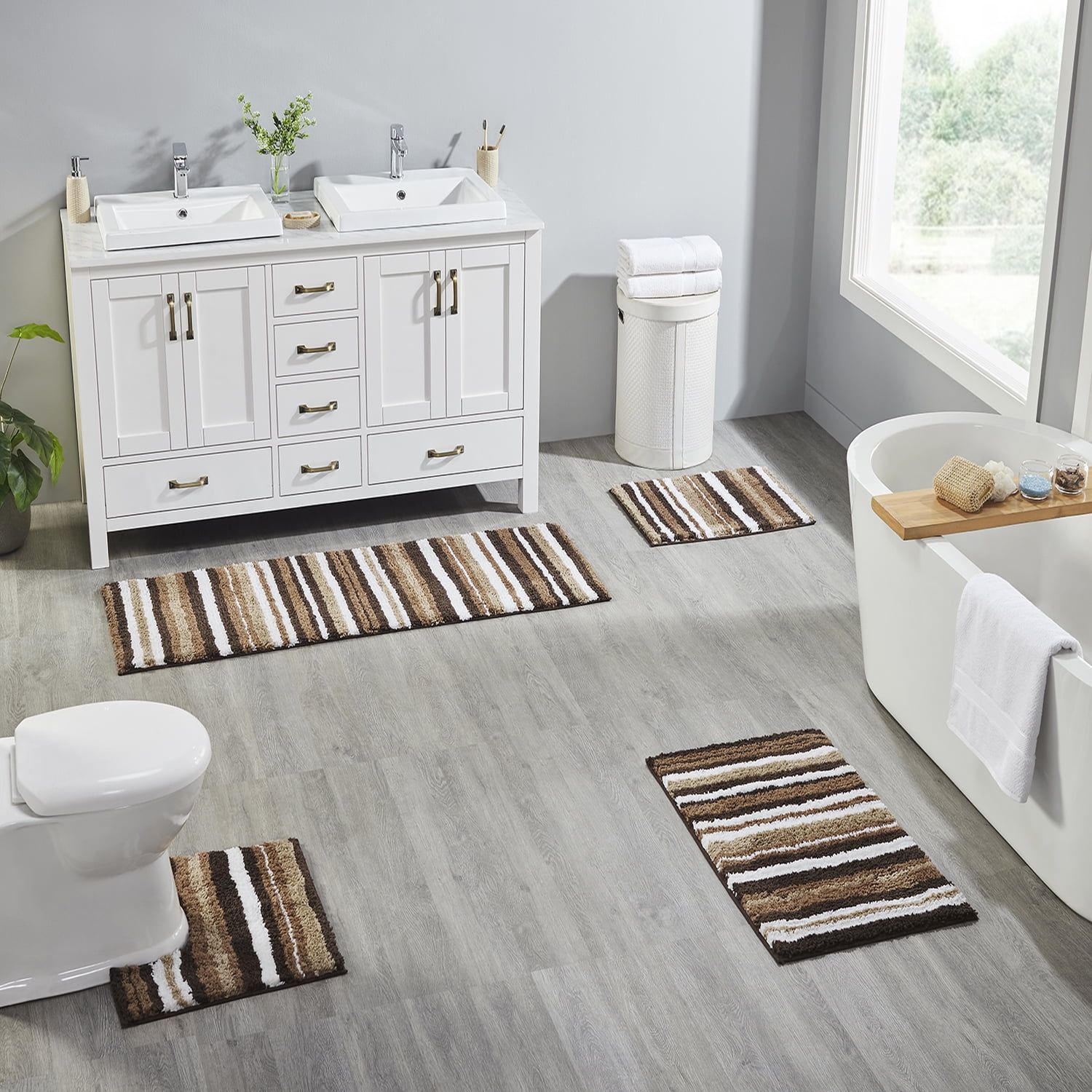 Griffie Multicolor Tufted Polyester Bath Mat Rug Set
