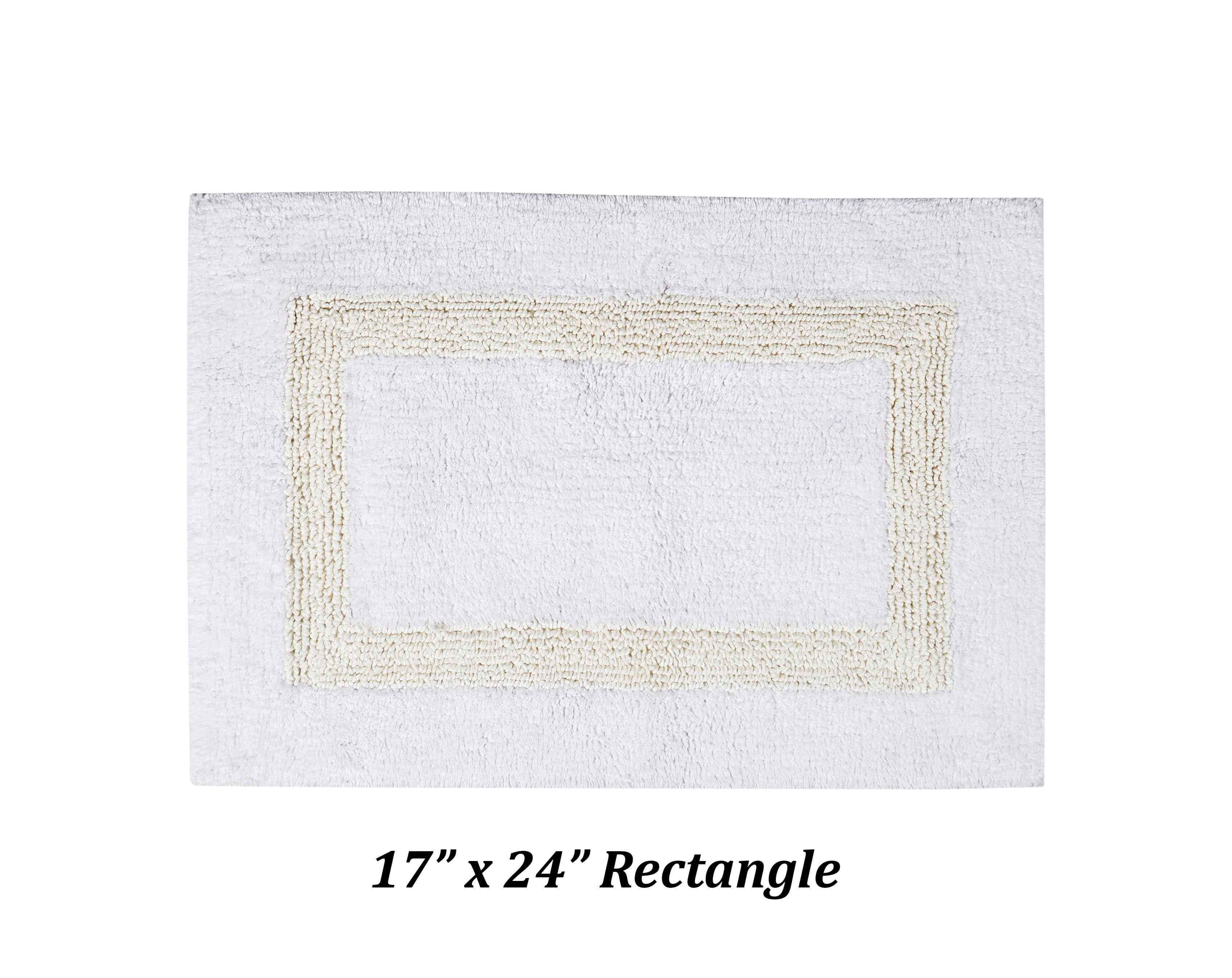 White and Ivory Cotton Tufted Reversible Bath Rug, 17" x 24"