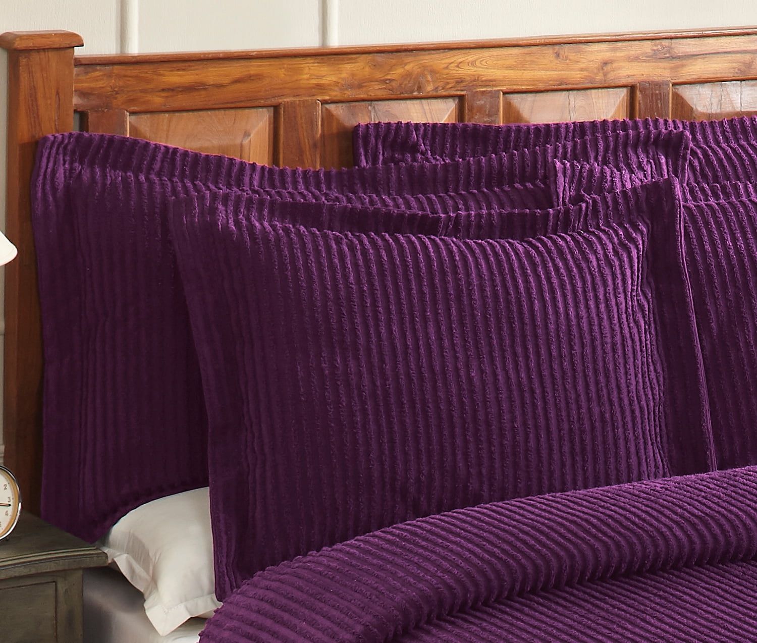 Plum Cotton Embroidered Standard Sham with Chenille Tufting