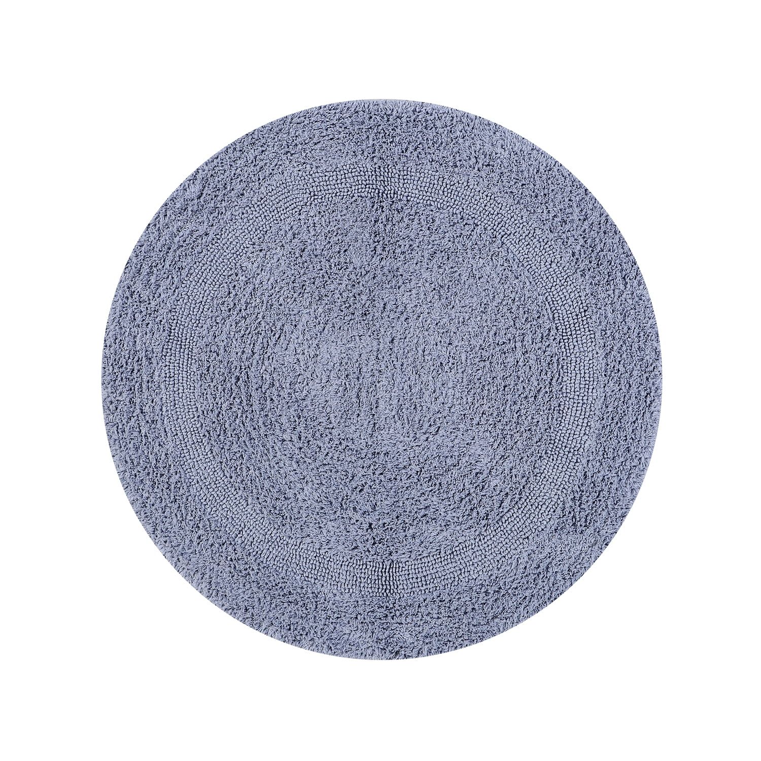 Lux Silver 30" Round Cotton Tufted Bath Rug