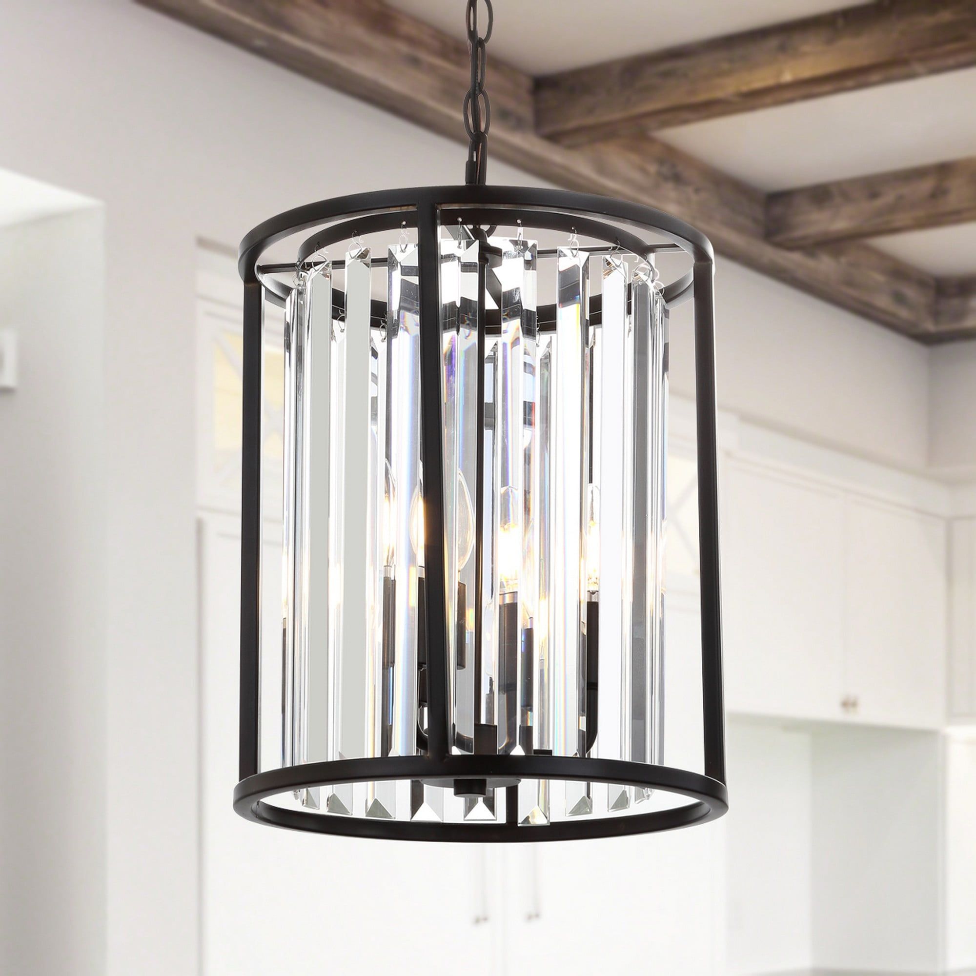 Bevin 16" Oil Rubbed Bronze Cylinder Crystal LED Pendant