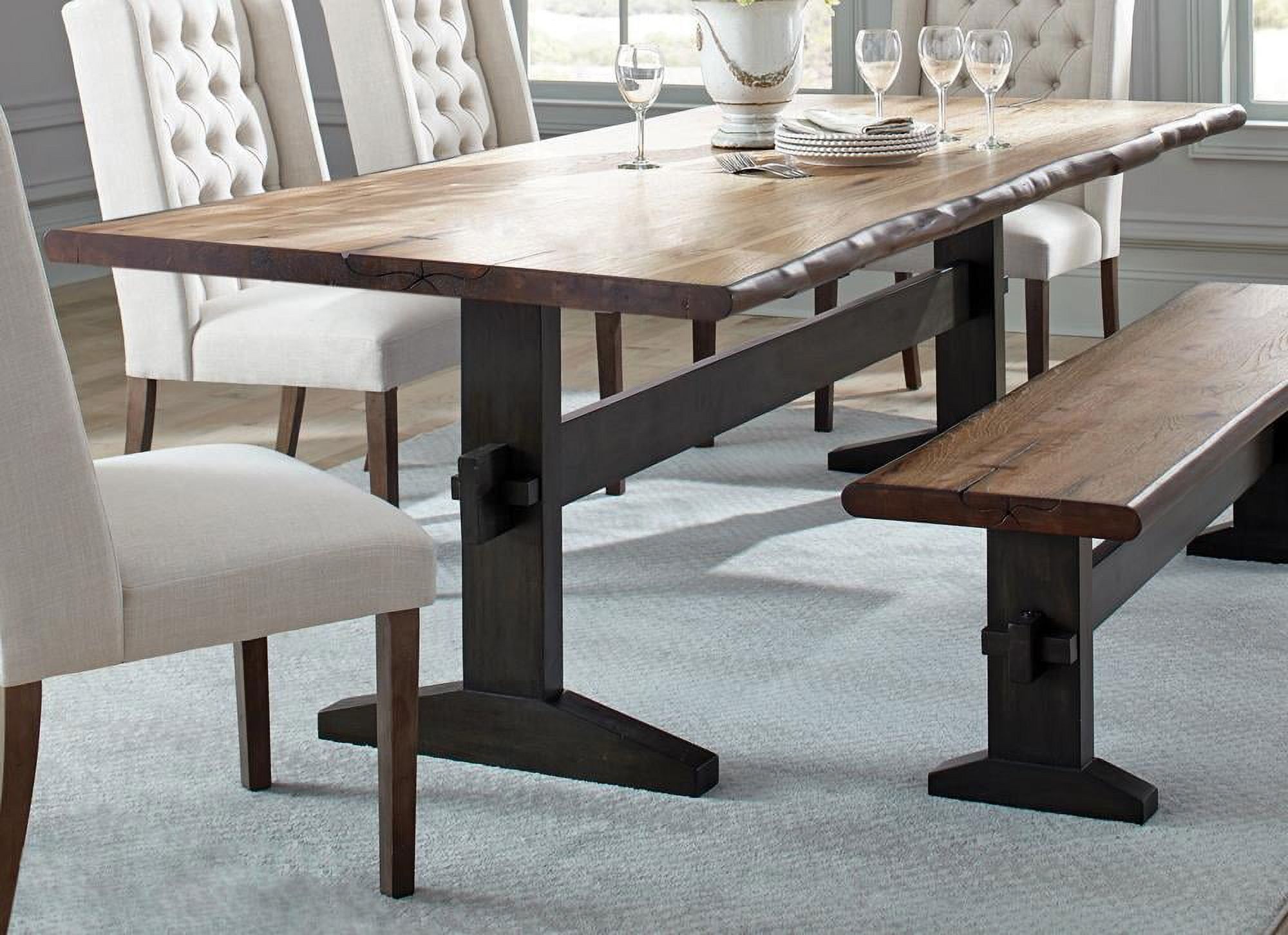 Natural Honey and Black Reclaimed Wood Rectangular Dining Table