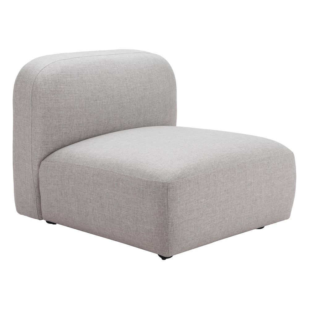 Gray Poly Linen Armless Accent Chair with Plywood Frame