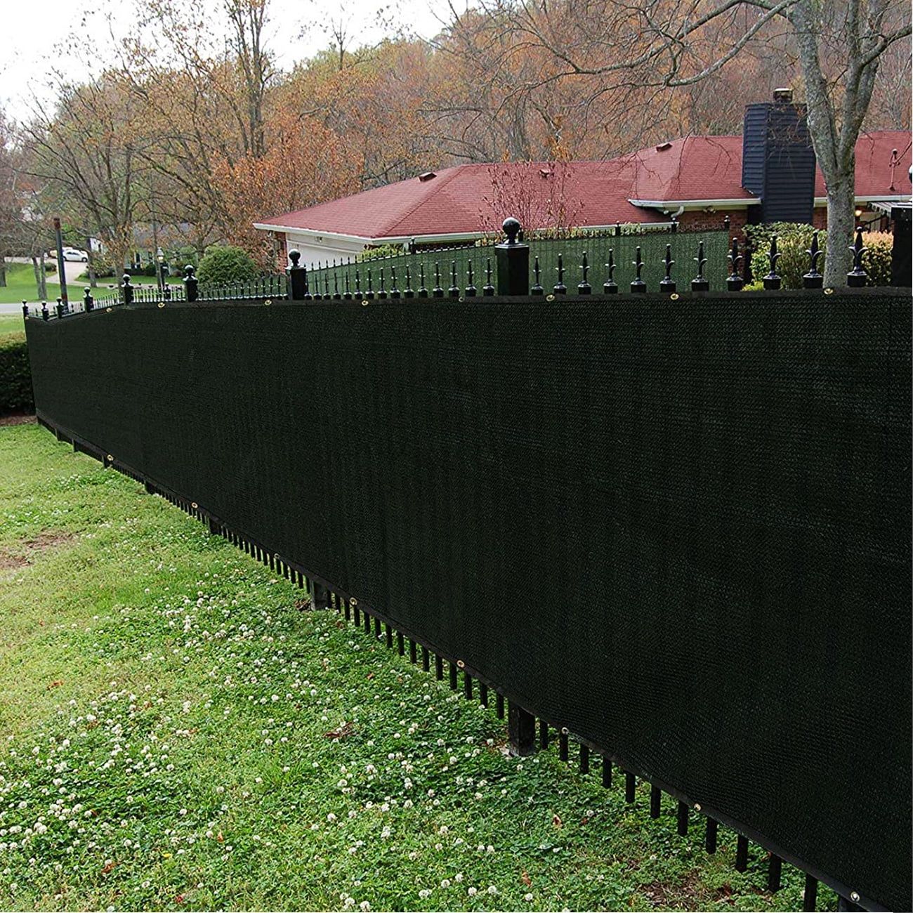 Black 6ft x 50ft HDPE Privacy Fence Screen with Brass Grommets