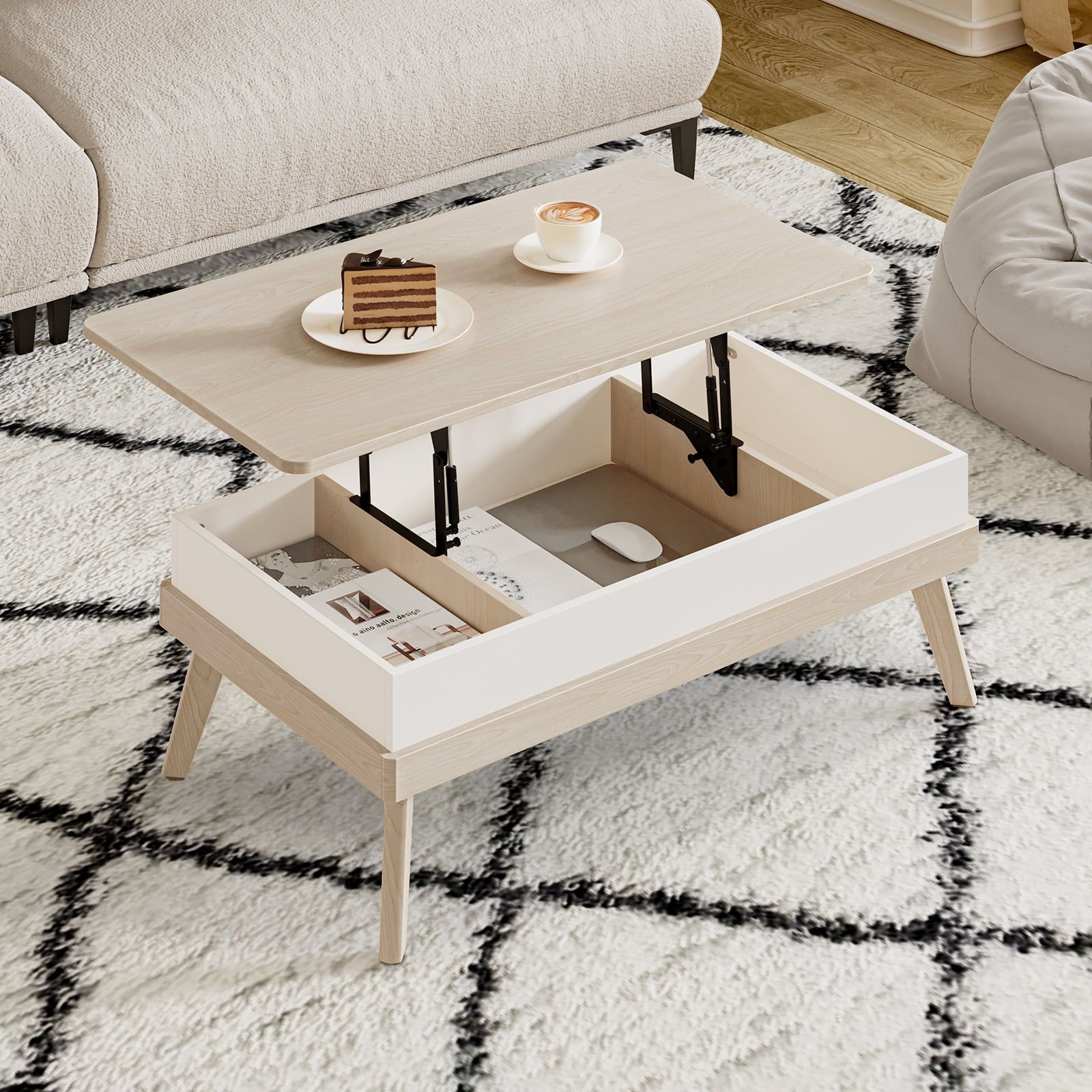 Charter Oak Lift-Top Coffee Table with Hidden Storage