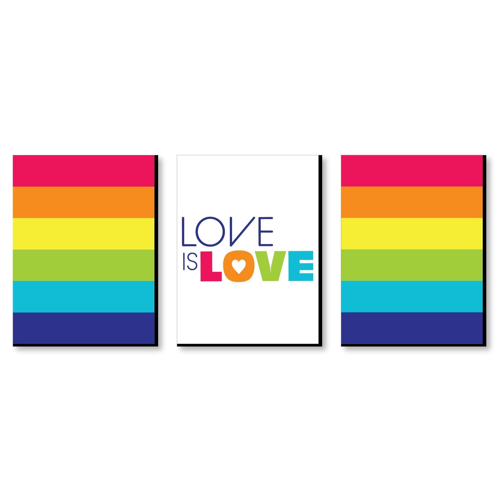 Love is Love Rainbow Pride Wall Art Set of 3