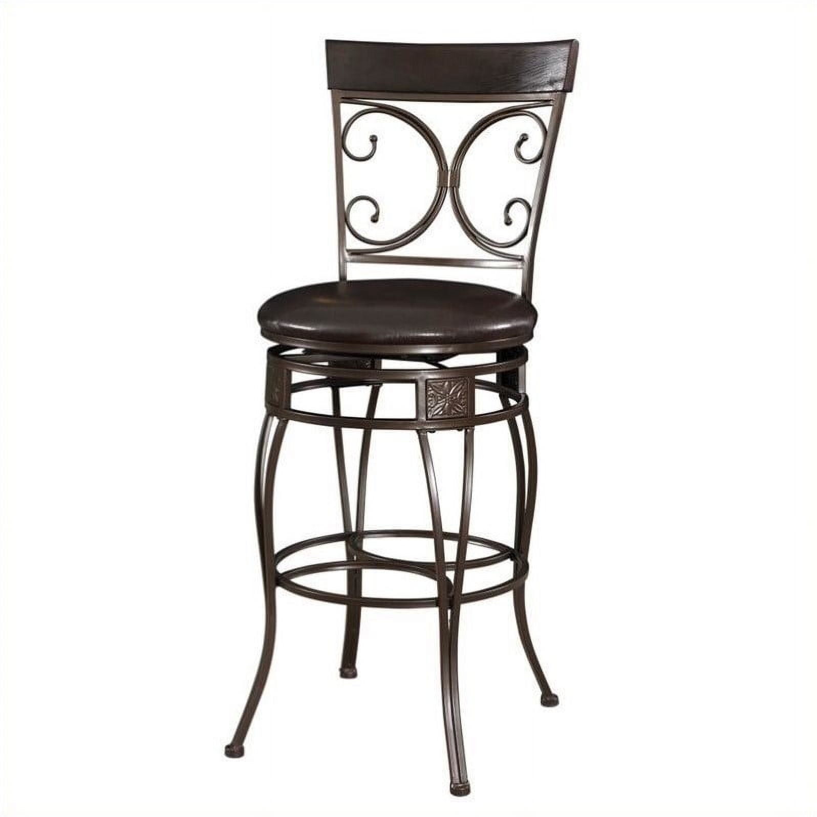 Elegant Bronze & Dark Brown Faux Leather Swivel Bar Stool