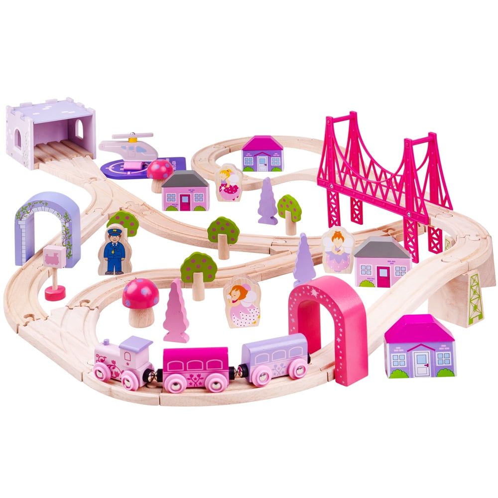 Fairy Town Pink and Pastel Wooden Train Set