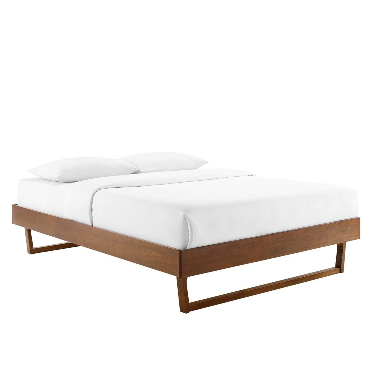 Mid-Century Modern King Platform Bed Frame in Walnut with Interchangeable Headboards