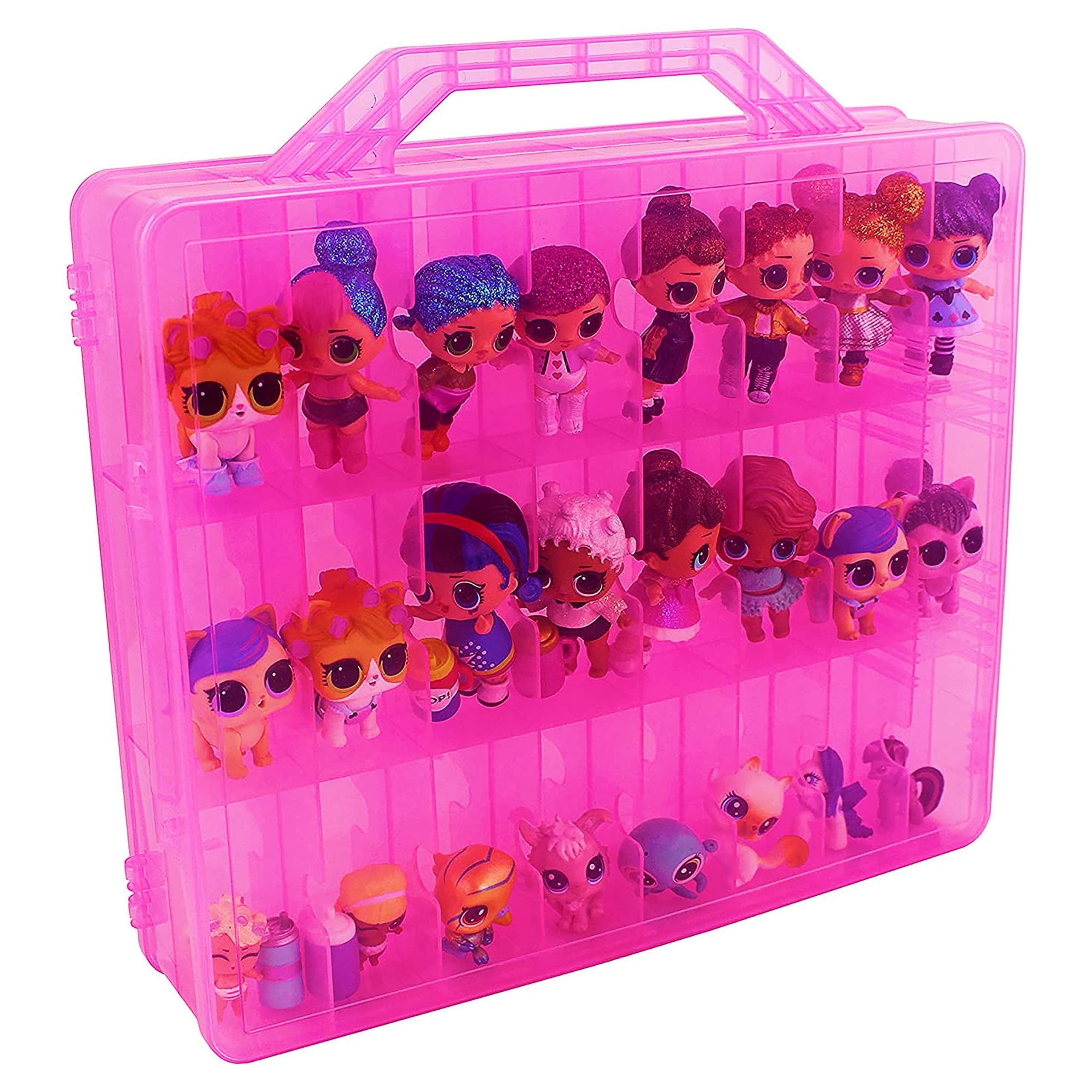 Pink Plastic Kids Toy Organizer with 48 Compartments