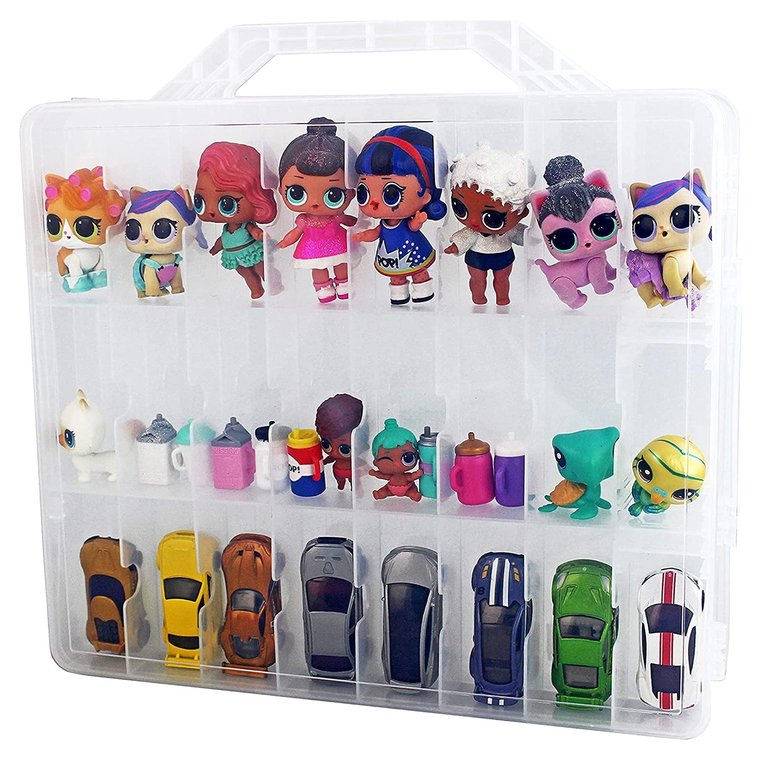 Clear Plastic 48-Compartment Kids Toy Organizer Case