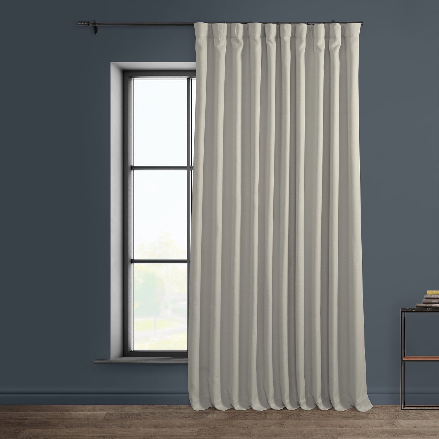 Birch Faux Linen Extra Wide Room Darkening Curtain Panel