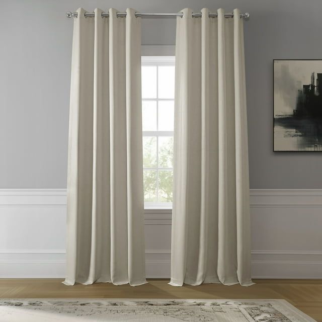 Ivory Faux Linen Blackout Grommet Window Panel, 50" x 120"