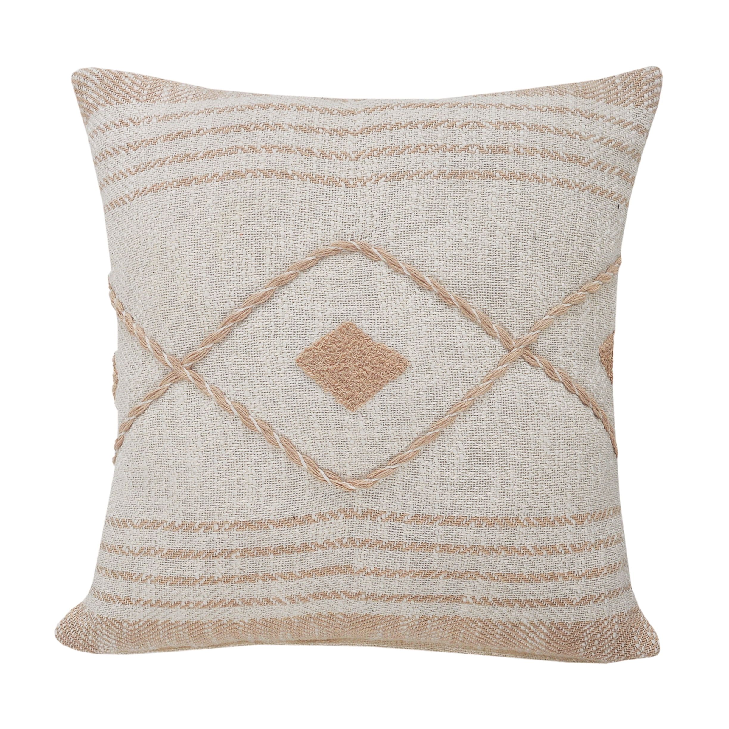 Coastal Peach and White Geometric Diamond Throw Pillow 20"