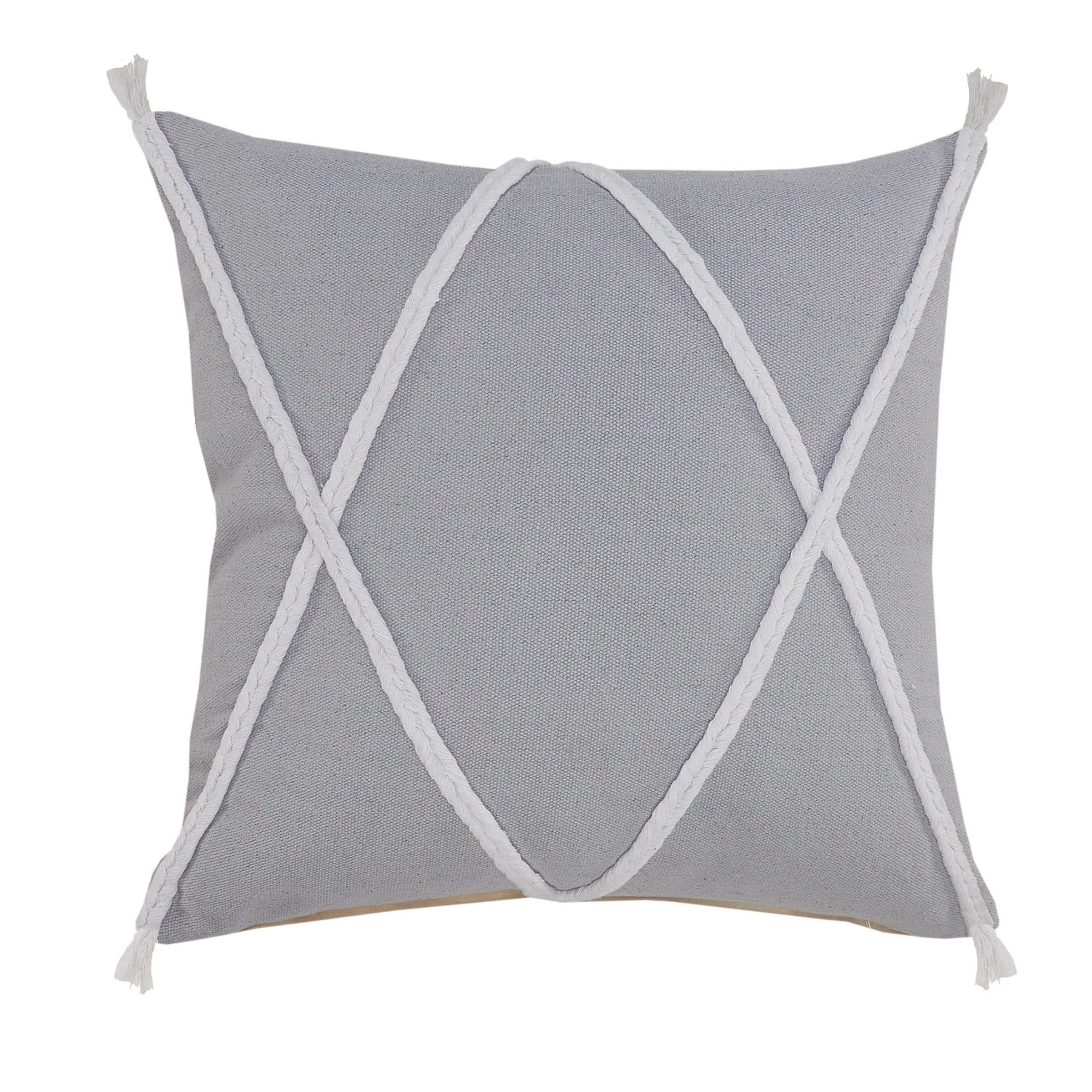 Gray and White Braided Geometric Square Throw Pillow