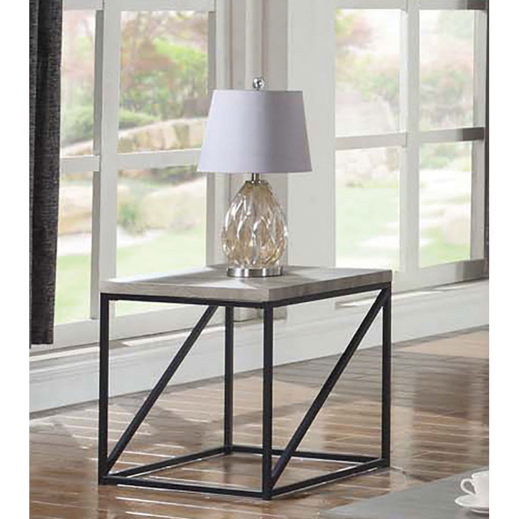 Modern Sonoma Gray and Black Square Metal & Wood End Table