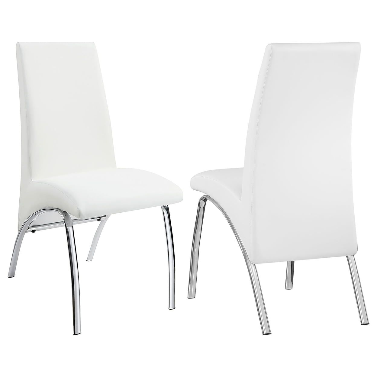 Modern White Faux Leather Side Chair with Chrome Metal Legs