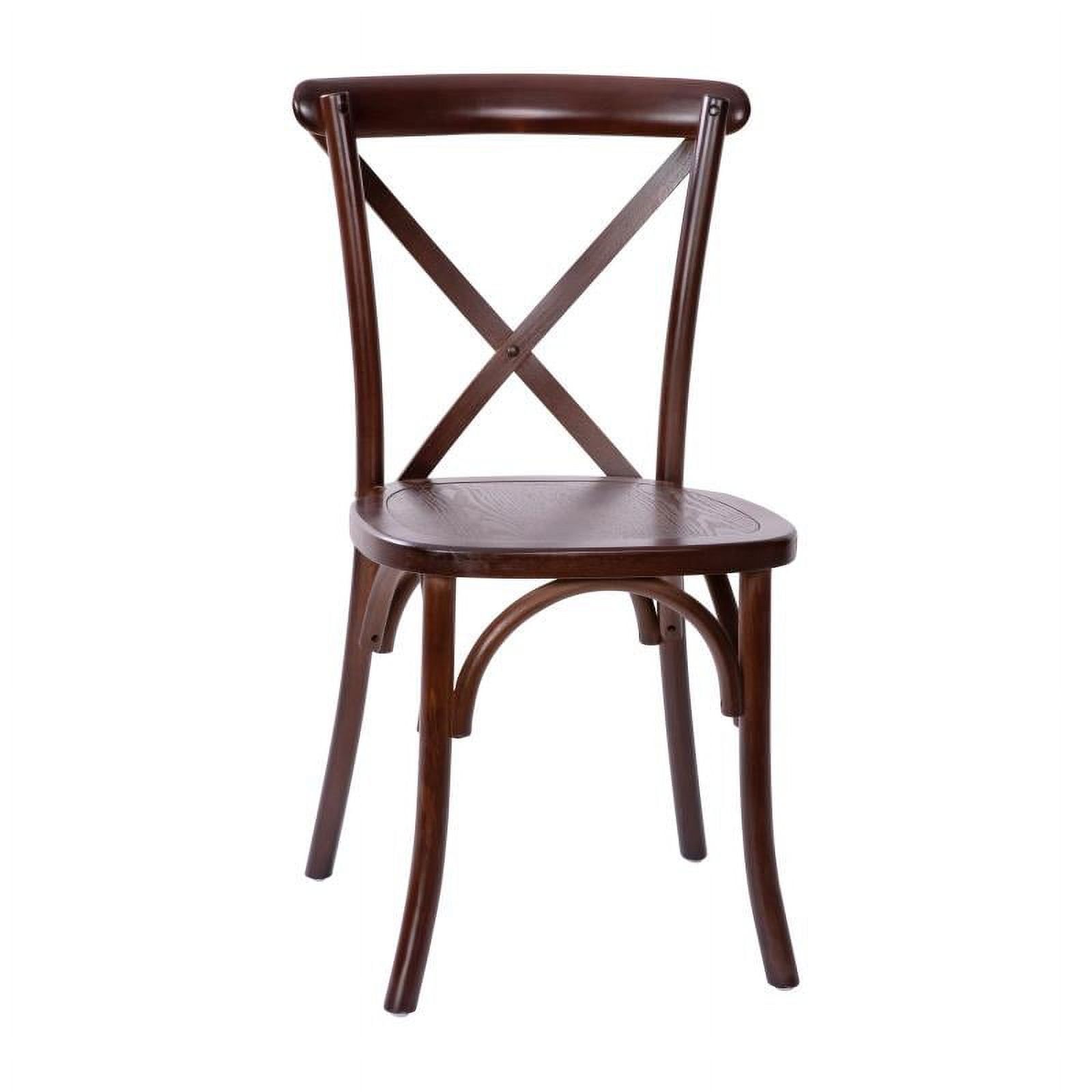 Elegant Walnut Wood Cross Back Dining Chair - 18" Seat Height