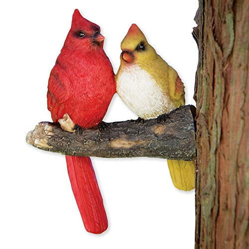 Whimsical Pair of Cardinals Tree Hugger Sculpture