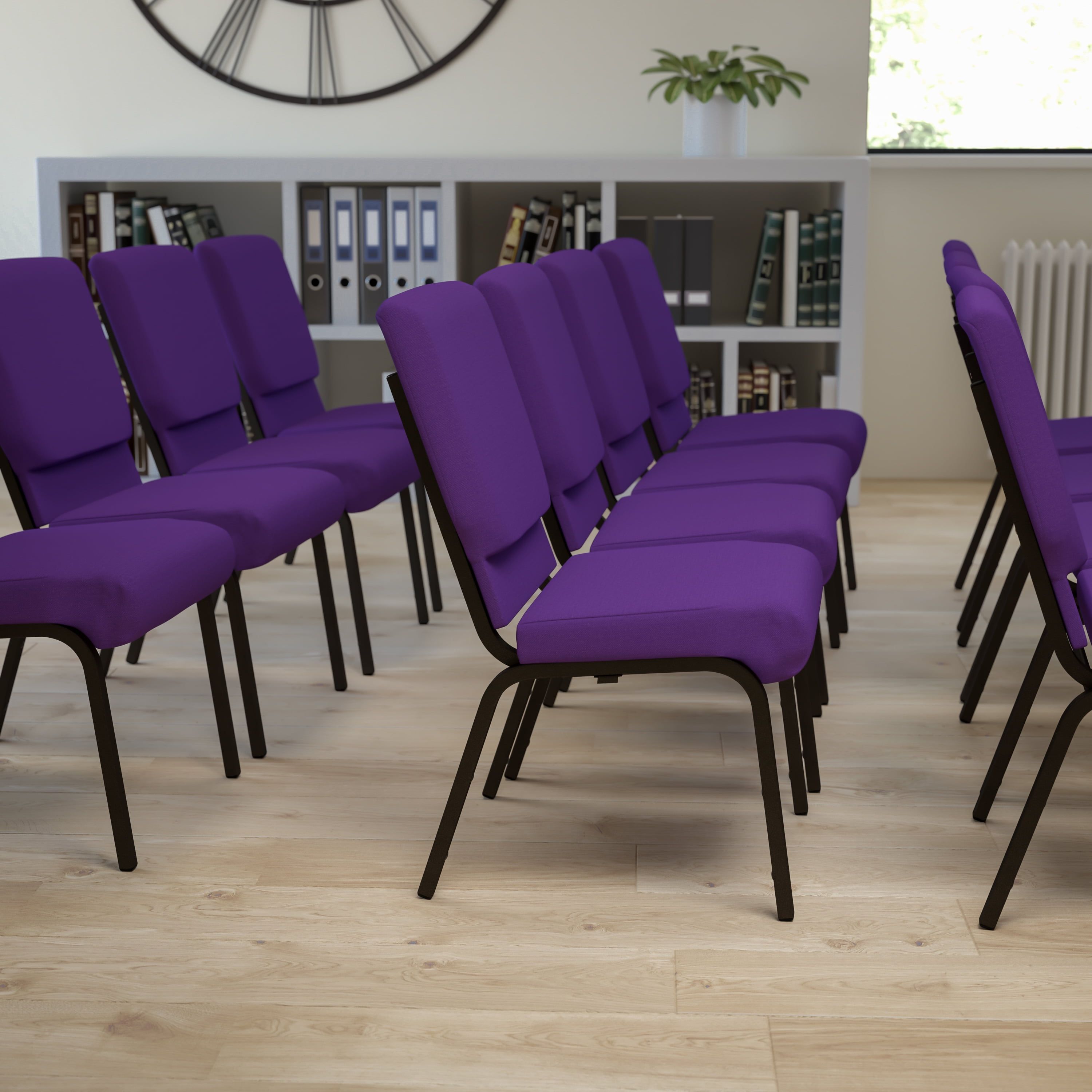 Purple Polyester Stacking Church Chair with Gold Steel Frame