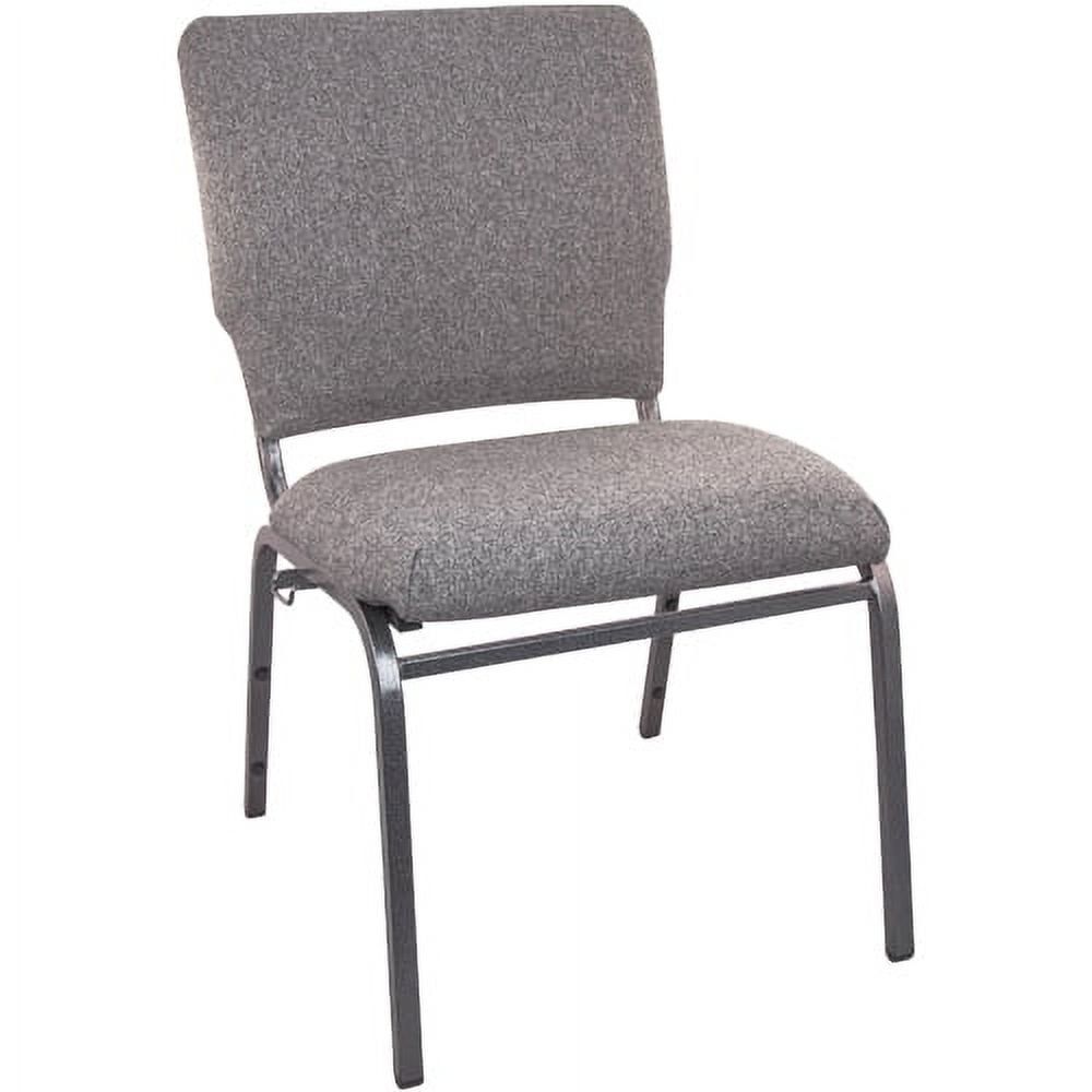 Elegant Charcoal Gray Fabric Stack Chair with Silver Metal Frame