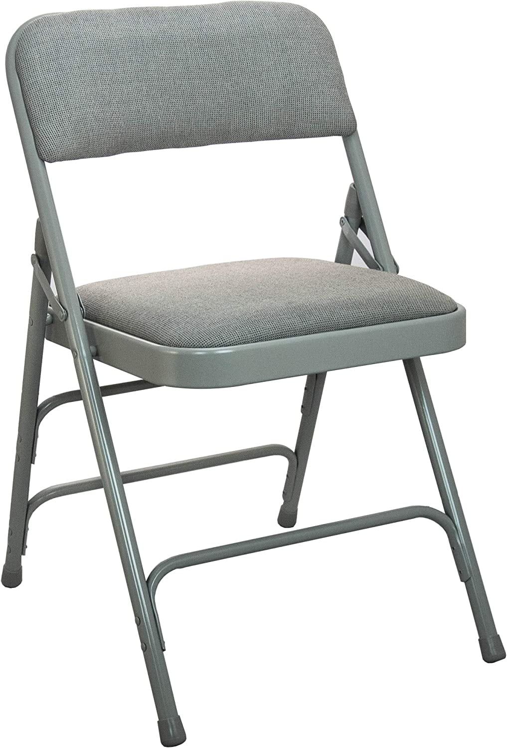 Gray Padded Metal Folding Chair with Fabric Seat