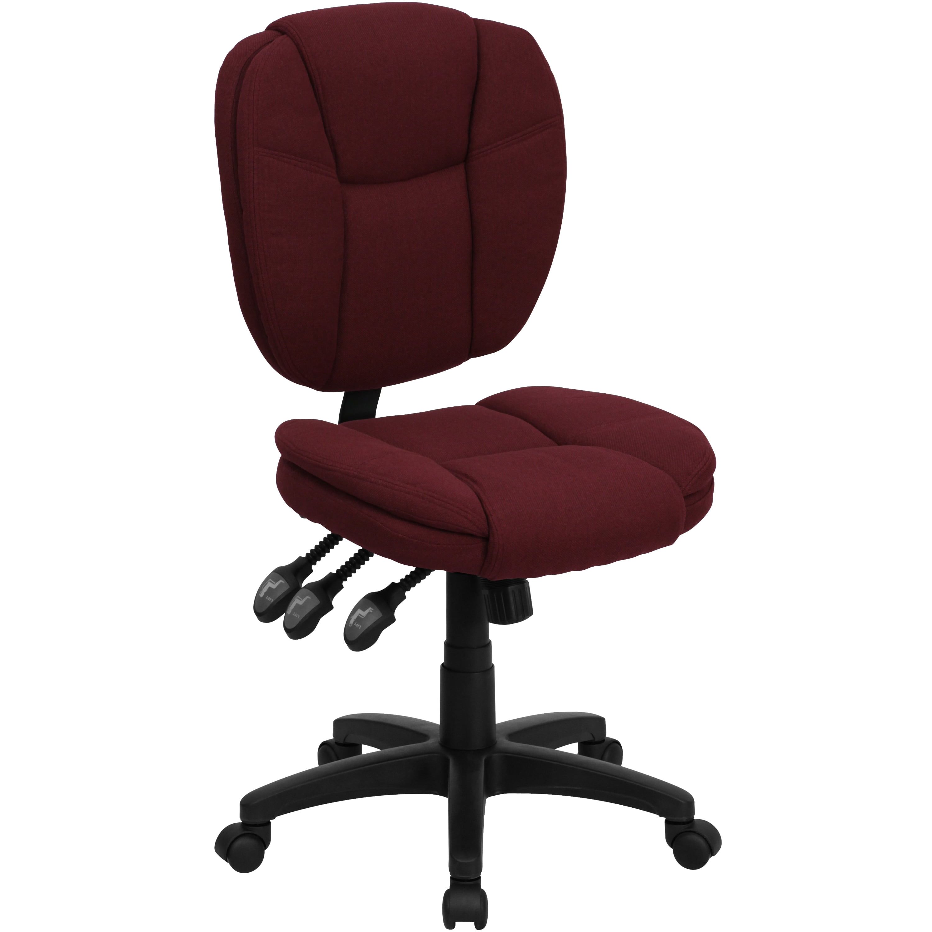 Ergonomic Mid-Back Task Chair with Pillow Top in Burgundy Fabric