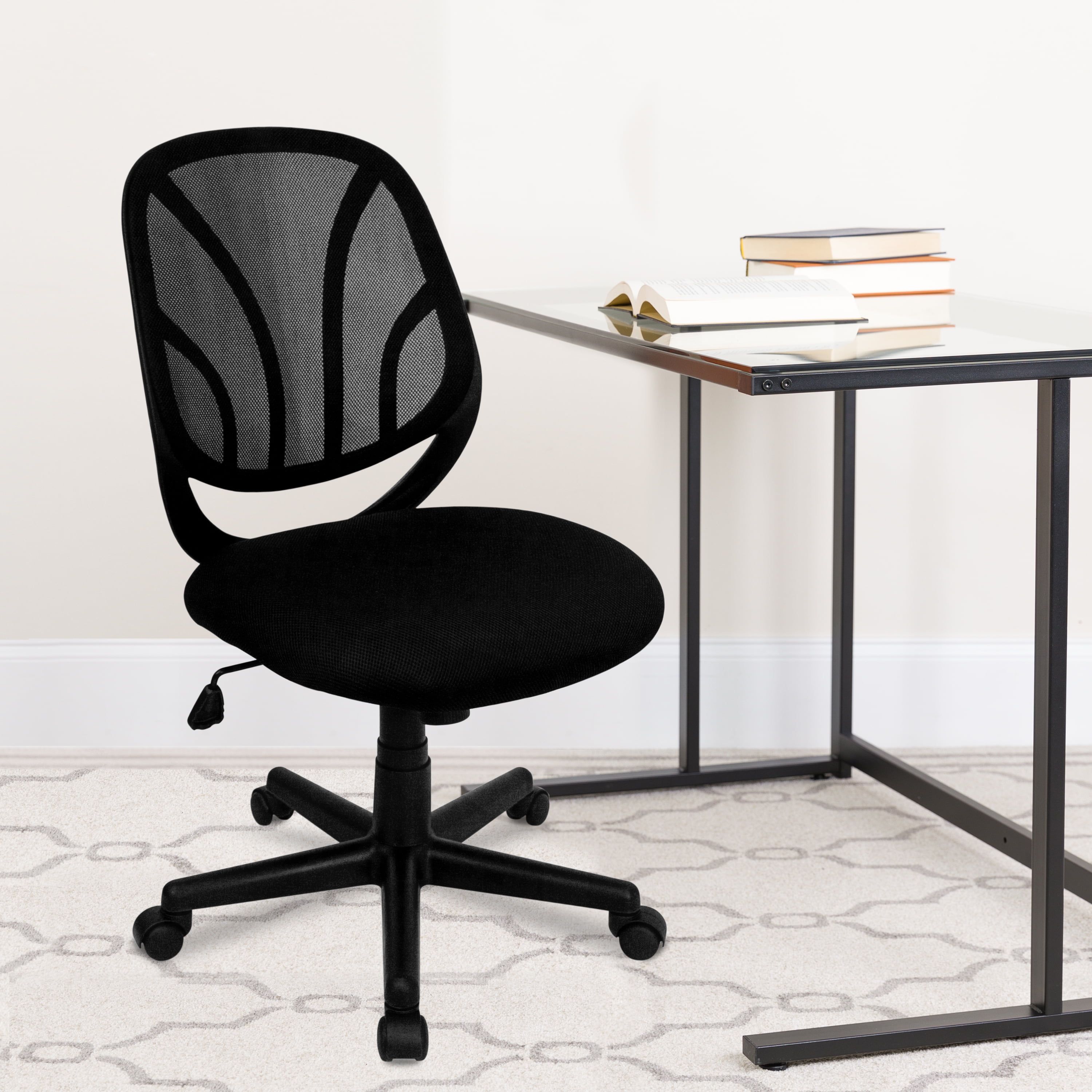 Black Mesh Mid-Back Armless Swivel Task Chair