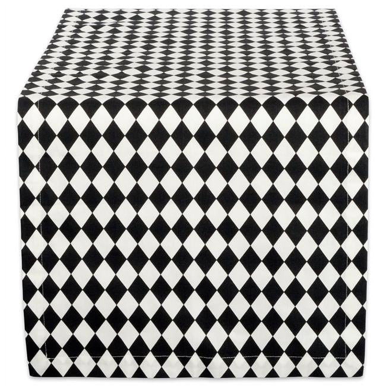 Black and Cream Harlequin Cotton Table Runner 14x108 Inch