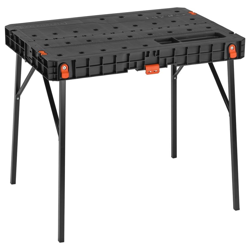 Black Foldable Plastic Workbench with Integrated Measurement Guide