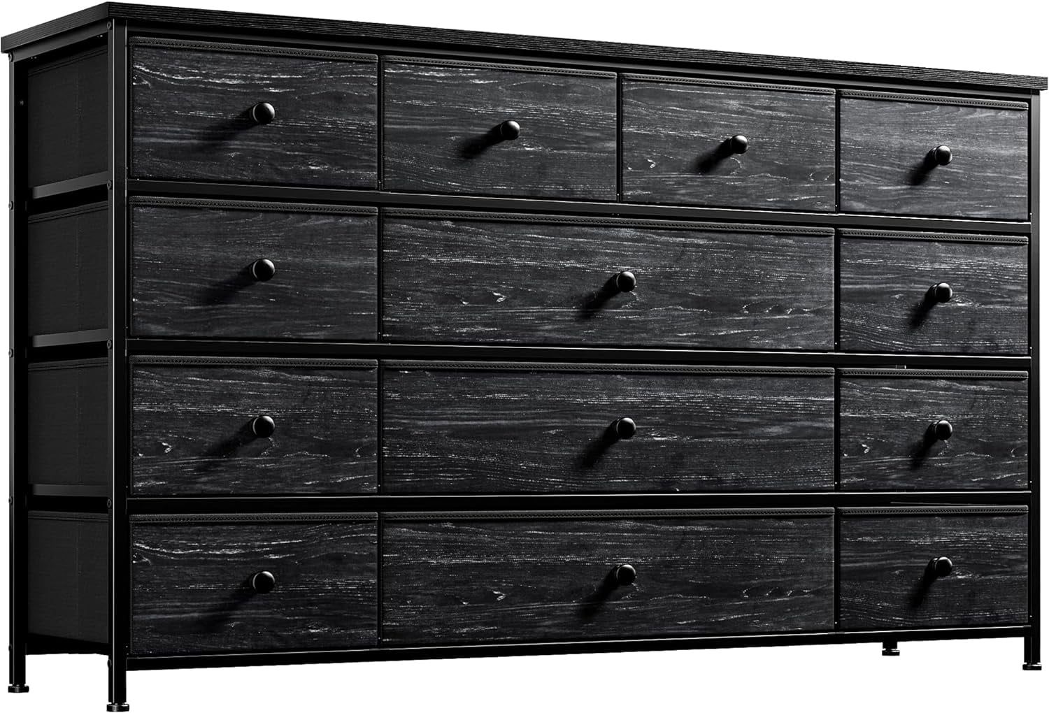 Black Wood and Metal 13-Drawer TV Stand Dresser