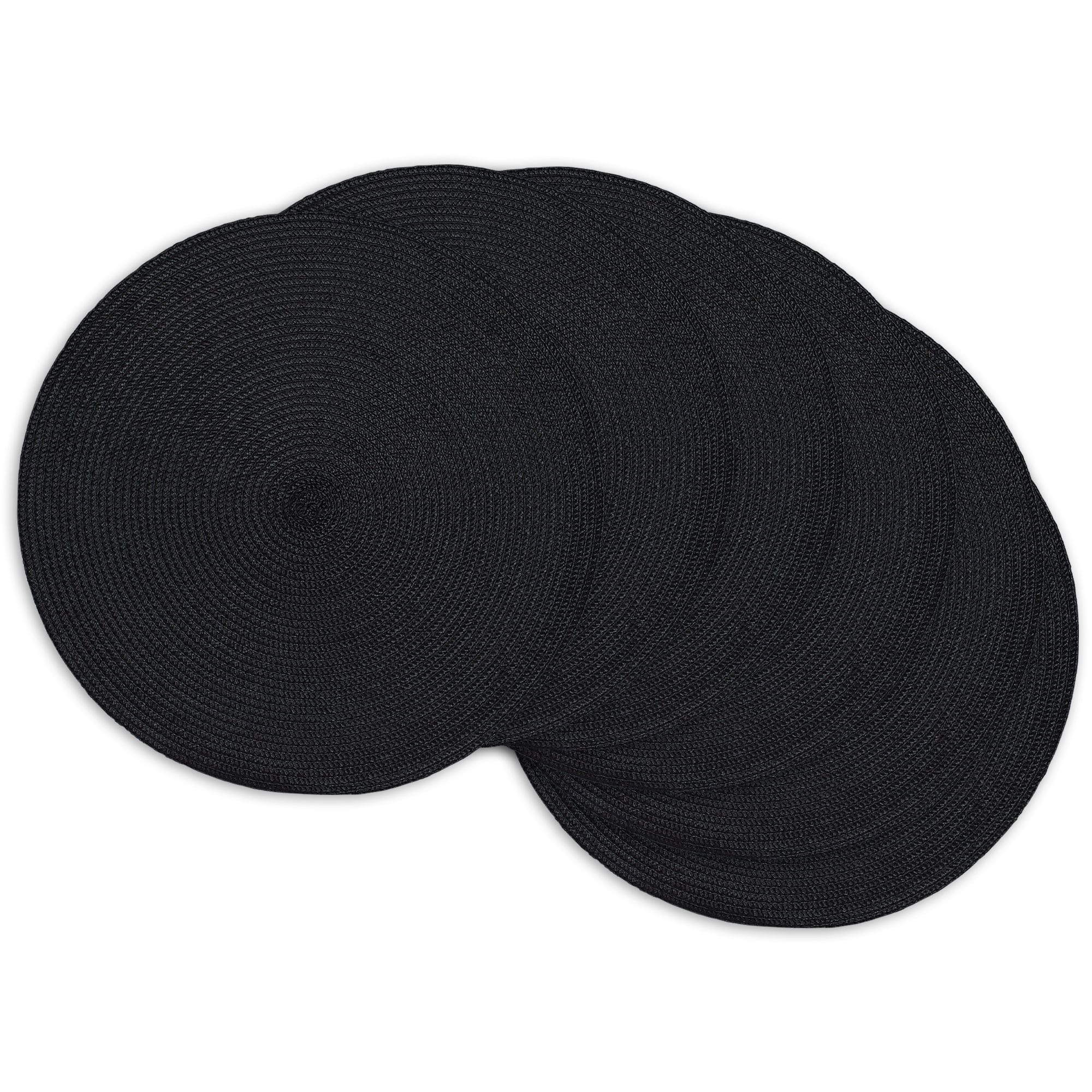 Black Round Vinyl Placemat Set of 6