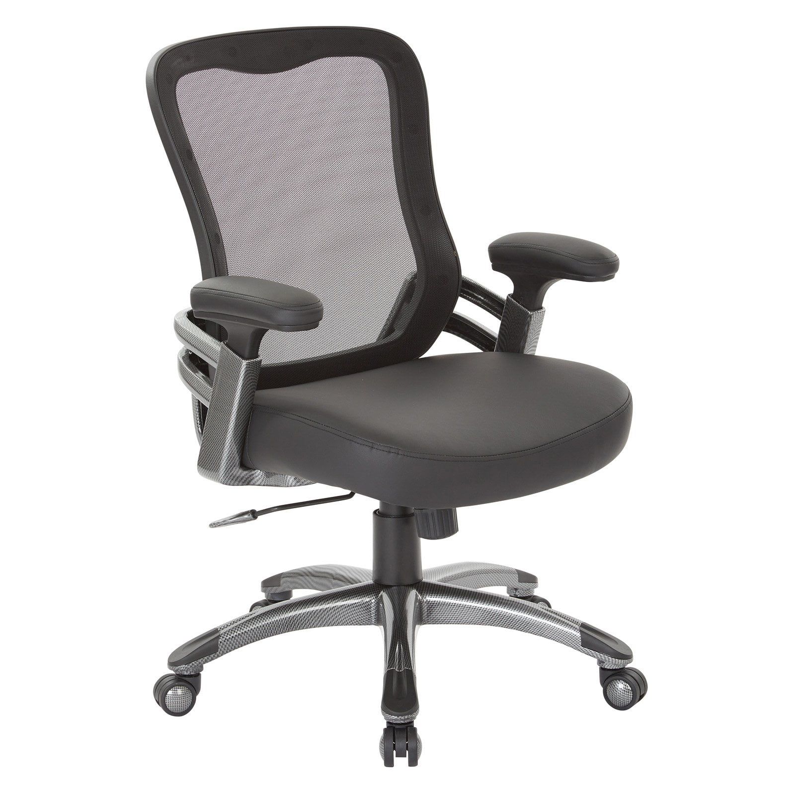 Executive Ergonomic Swivel Office Chair with Mesh Back and Black Faux Leather