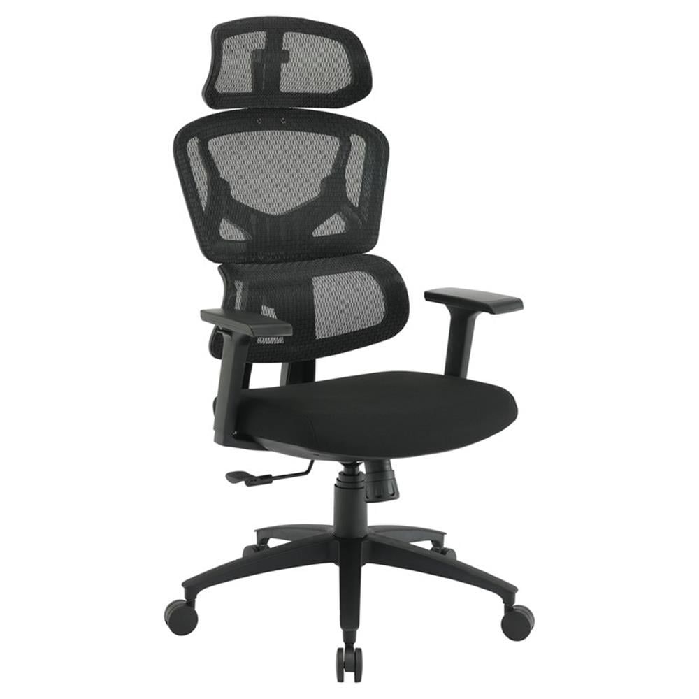 Black Mesh and Fabric Executive Office Chair with Adjustable Arms