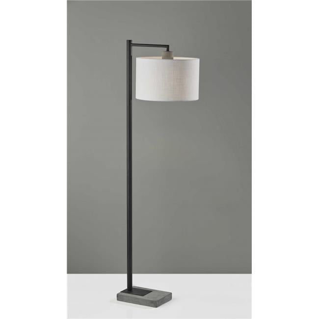 Adjustable Black Metal Tripod Floor Lamp with Cement Base