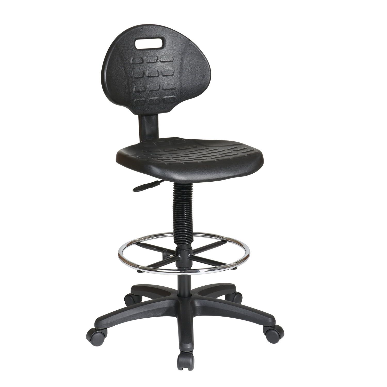 Black Ergonomic Fabric Drafting Chair with Adjustable Footrest